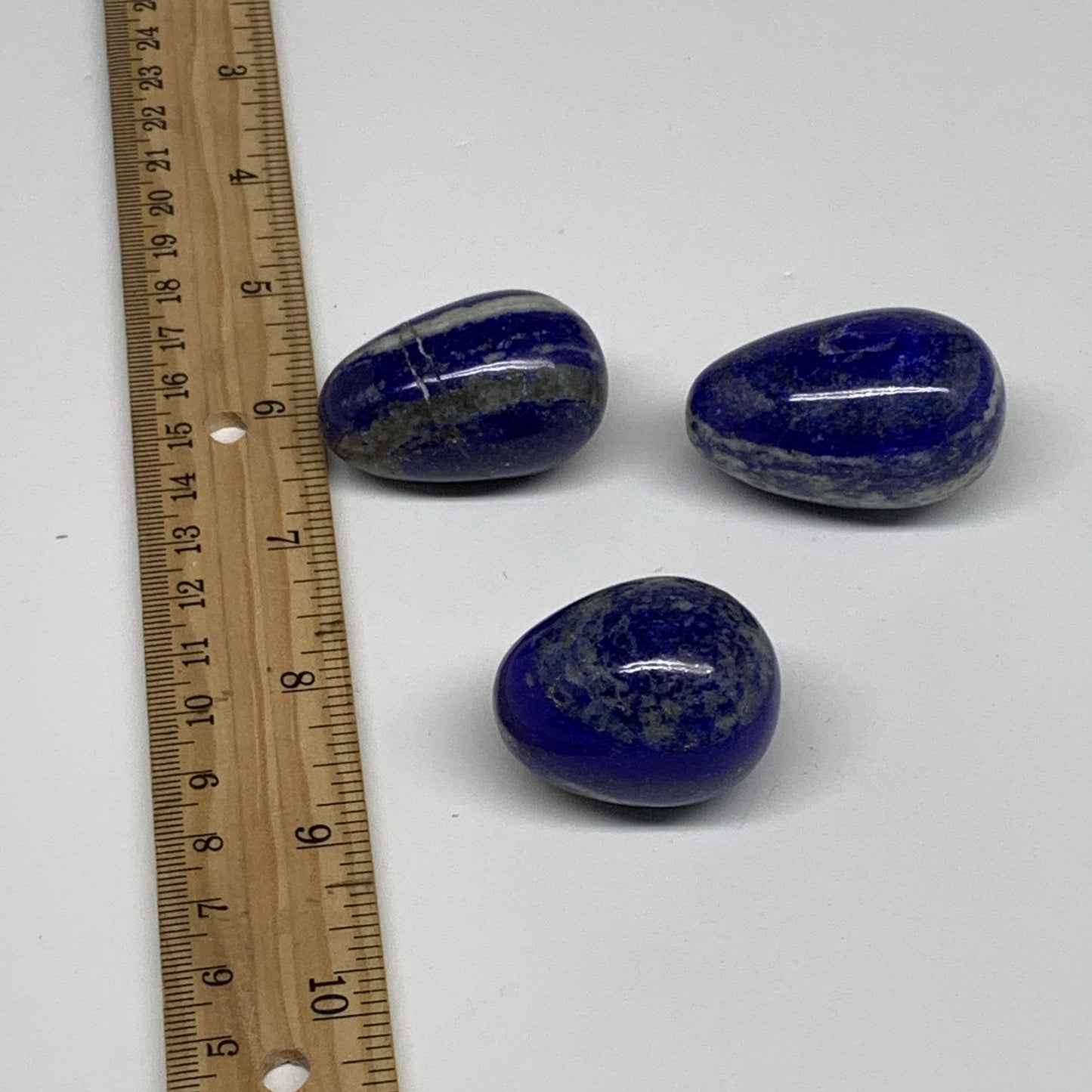 131g, 1.4"-1.8", 3pcs, Natural Lapis Lazuli Egg Polished @Afghanistan, B30436
