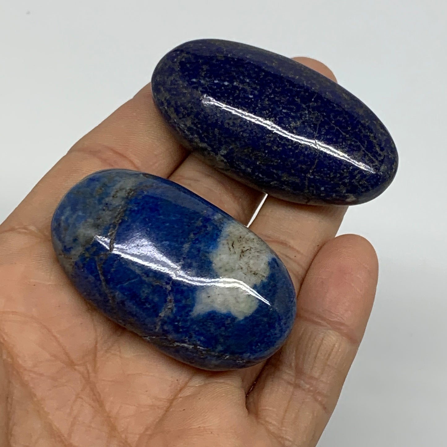87g, 2"-2.1", 2pcs, Natural Lapis Lazuli Palm Stone @Afghanistan, B36763