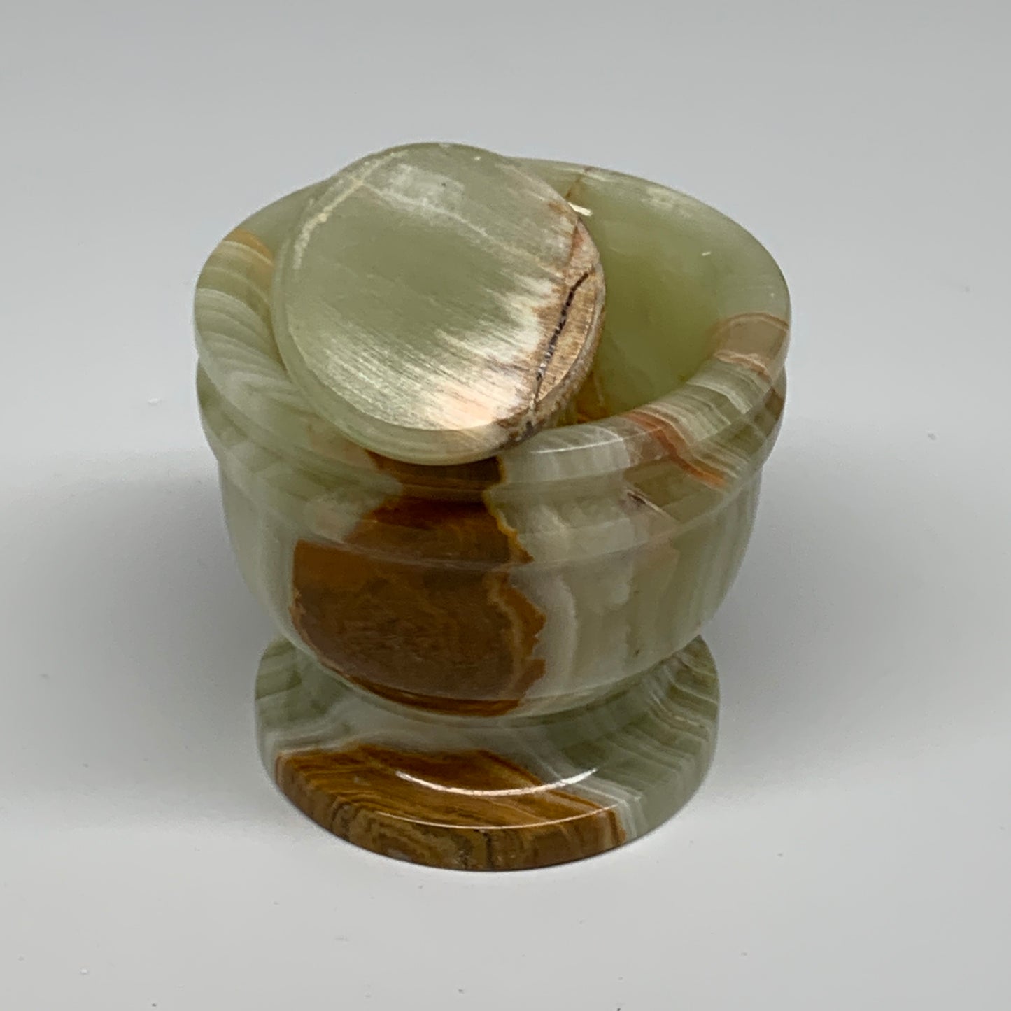 0.72 lbs,  2.3"x2.5", Natural Green Onyx Crystal Pestle and Mortar Handmade, B32