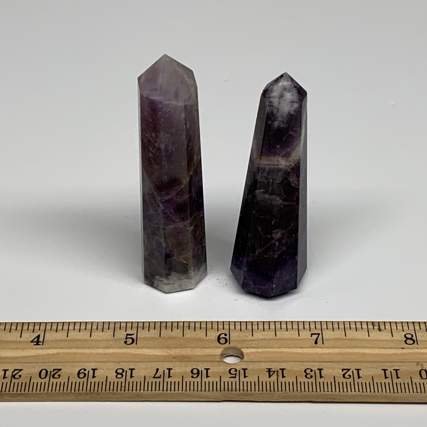 82.2g, 2.8"- 3.1", 2pcs, Natural Amethyst Tower Point Obelisk @Brazil, B31276