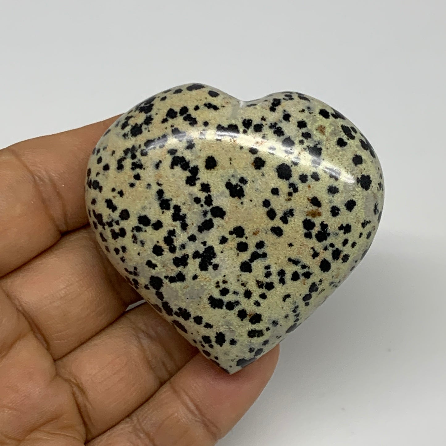 93.2g,2.1"x2.2"x0.9" Dalmatian Jasper Heart Polished Healing Home Decor, B29707
