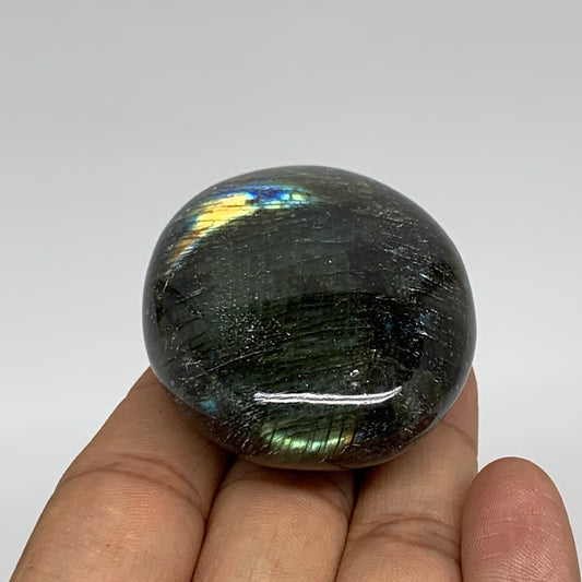 96.8g, 2.4"x1.7"x1", Labradorite Palm-stone Tumbled Reiki, B35397