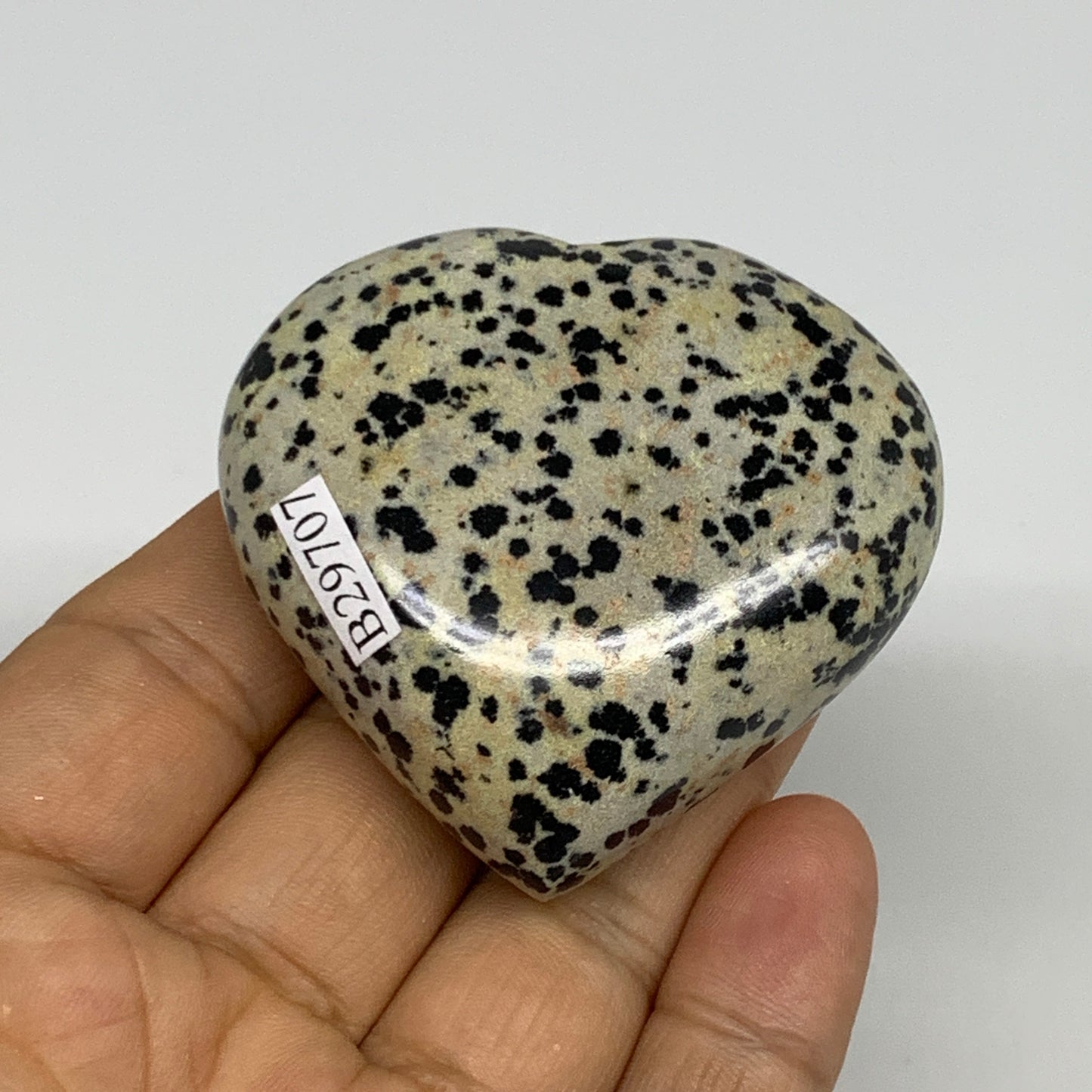 93.2g,2.1"x2.2"x0.9" Dalmatian Jasper Heart Polished Healing Home Decor, B29707