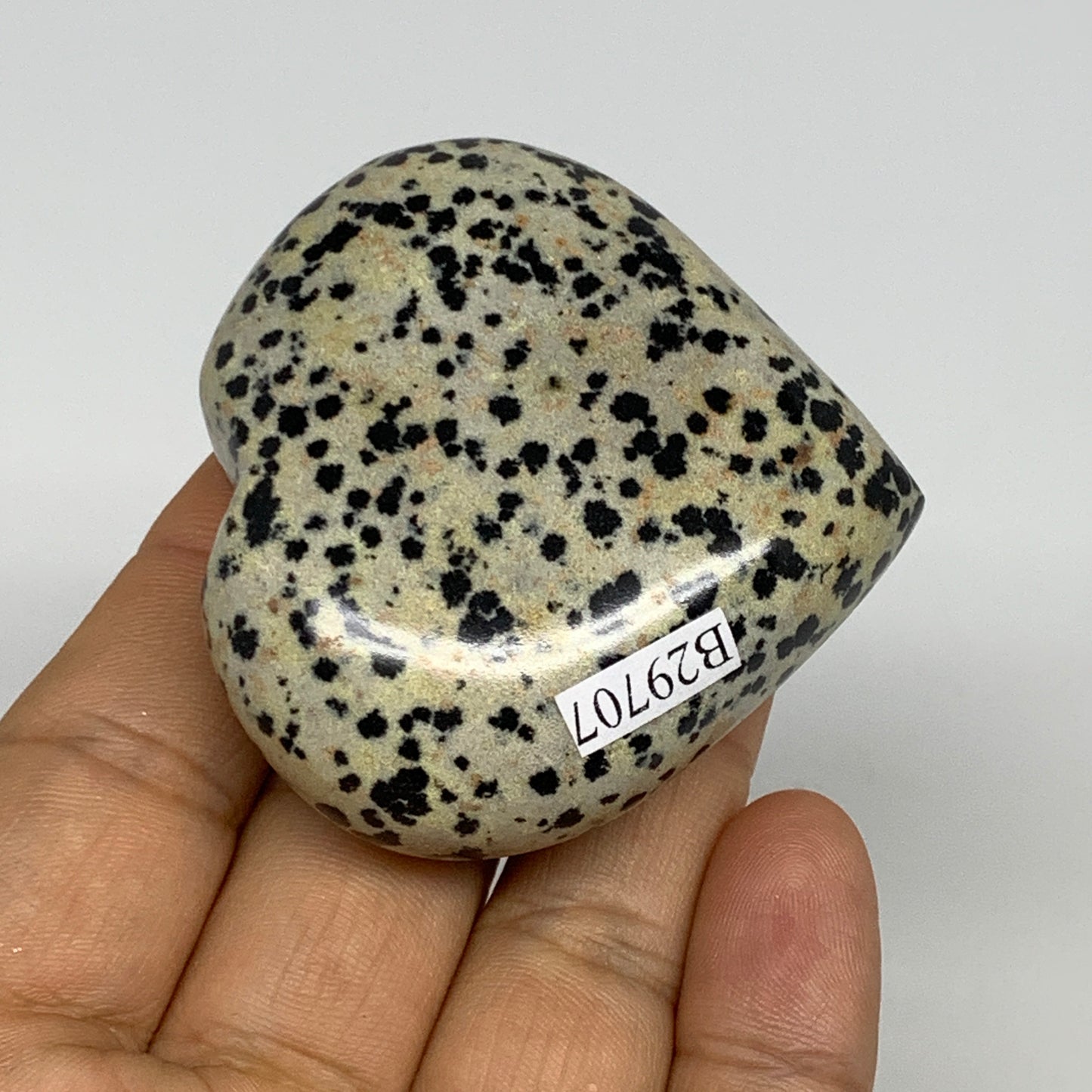 93.2g,2.1"x2.2"x0.9" Dalmatian Jasper Heart Polished Healing Home Decor, B29707