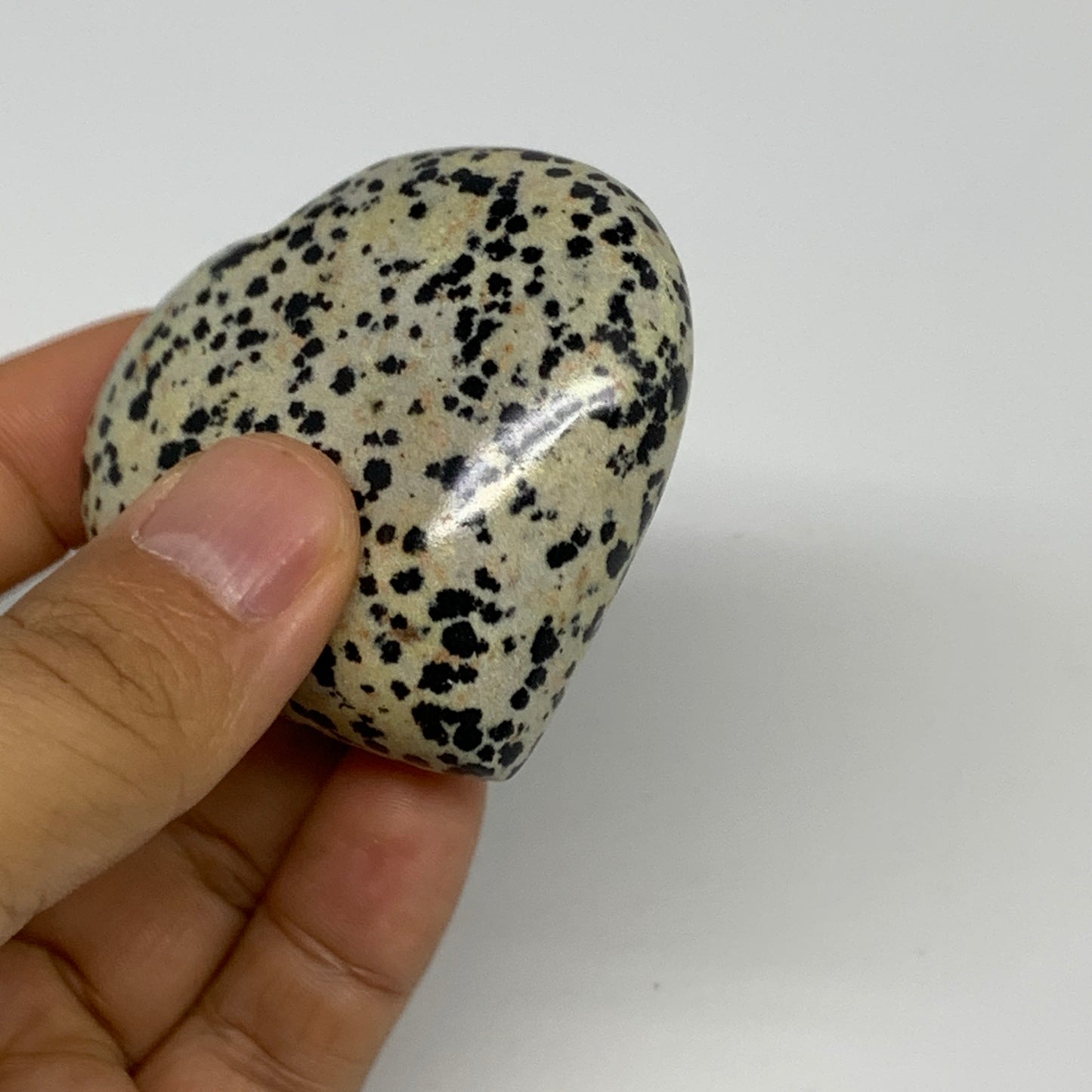 93.2g,2.1"x2.2"x0.9" Dalmatian Jasper Heart Polished Healing Home Decor, B29707