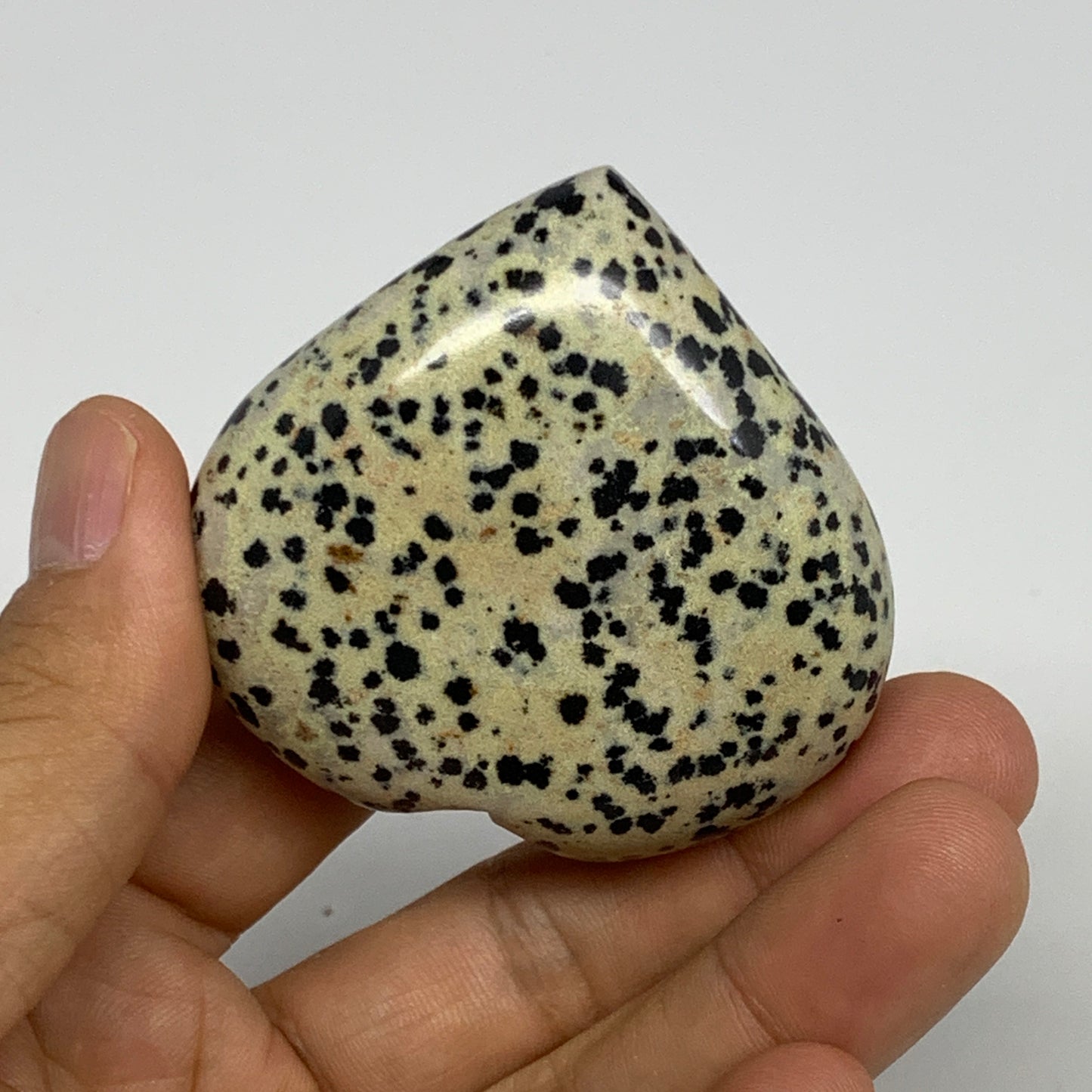 93.2g,2.1"x2.2"x0.9" Dalmatian Jasper Heart Polished Healing Home Decor, B29707
