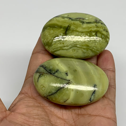 144.8g, 2.2"- 2.3", 2pcs, Natural Serpentine Palm-Stone Gemstone, B34622