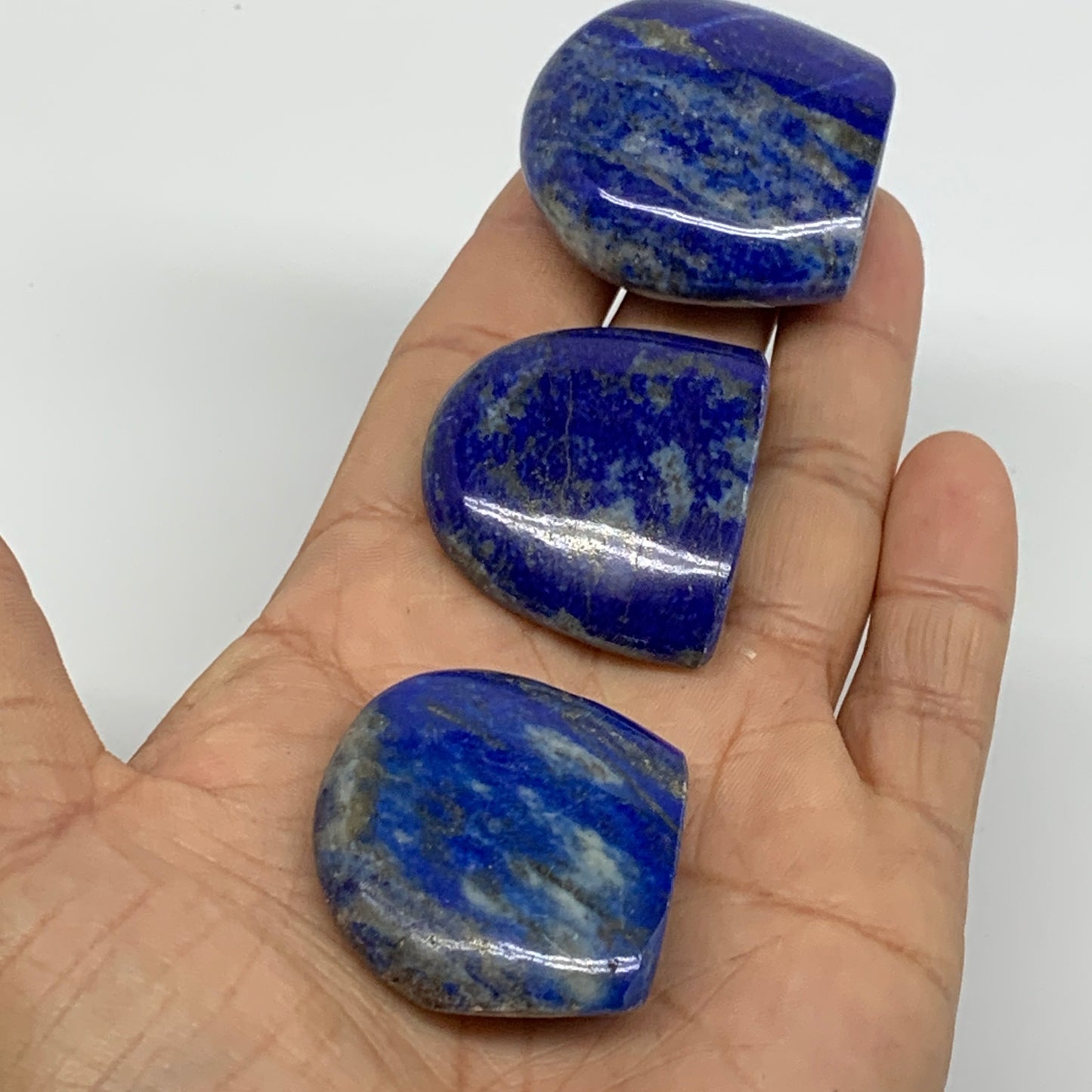 118.3g, 1.3"-1.5", 3pcs, Natural Lapis Lazuli Palm Stone @Afghanistan, B36764