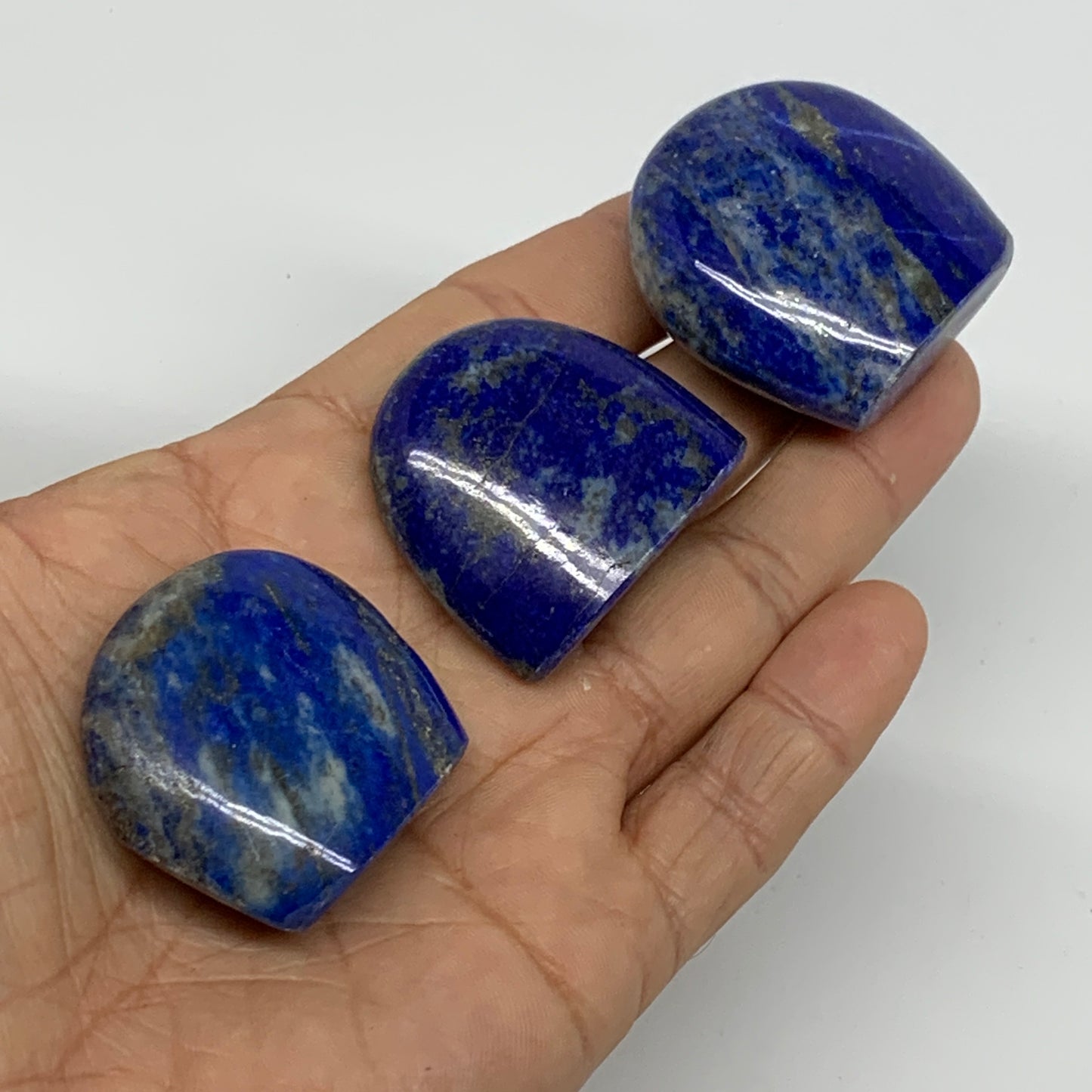 118.3g, 1.3"-1.5", 3pcs, Natural Lapis Lazuli Palm Stone @Afghanistan, B36764