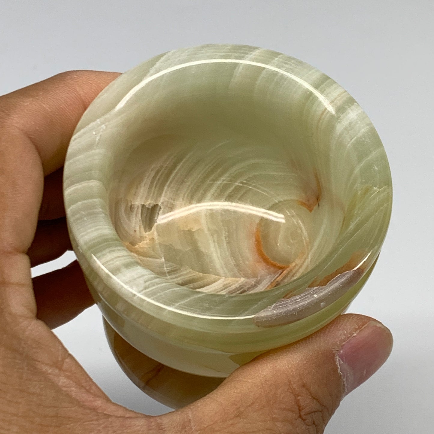 0.7 lbs,  2.2"x2.4", Natural Green Onyx Crystal Pestle and Mortar Handmade, B325