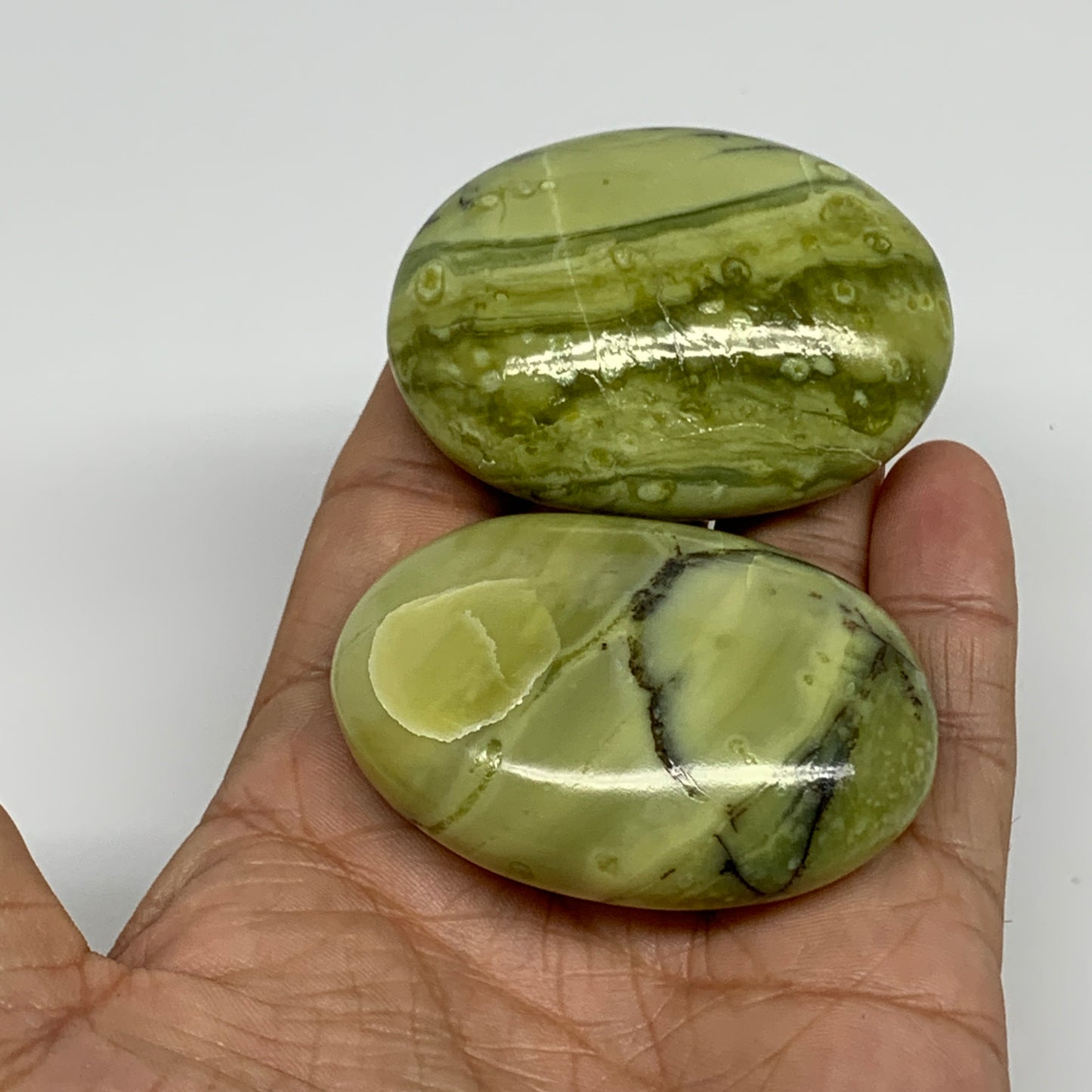 144.8g, 2.2"- 2.3", 2pcs, Natural Serpentine Palm-Stone Gemstone, B34622