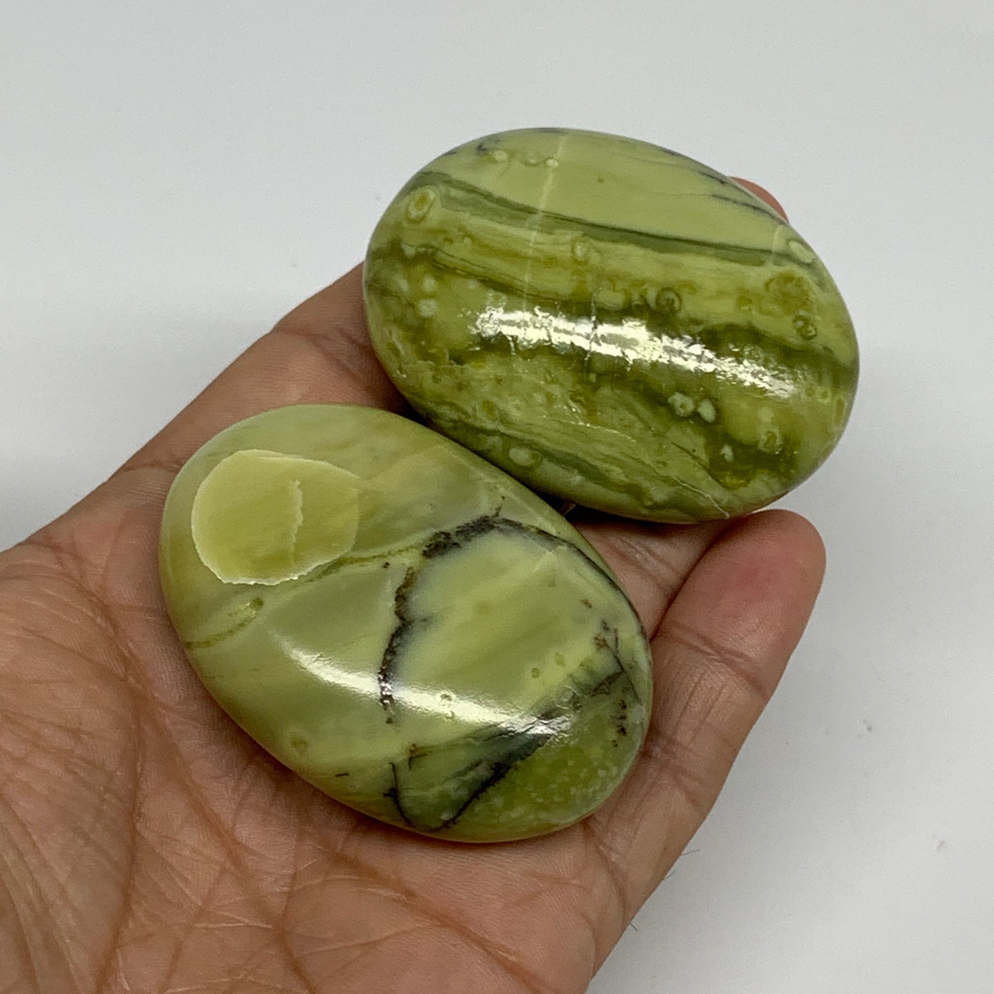 144.8g, 2.2"- 2.3", 2pcs, Natural Serpentine Palm-Stone Gemstone, B34622