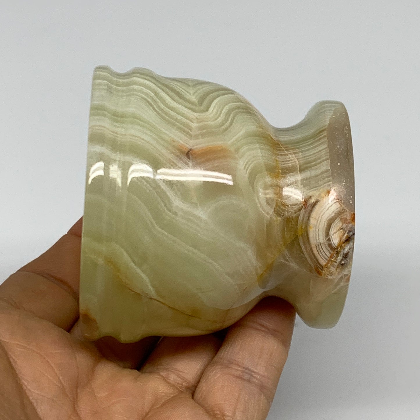 0.7 lbs,  2.2"x2.4", Natural Green Onyx Crystal Pestle and Mortar Handmade, B325