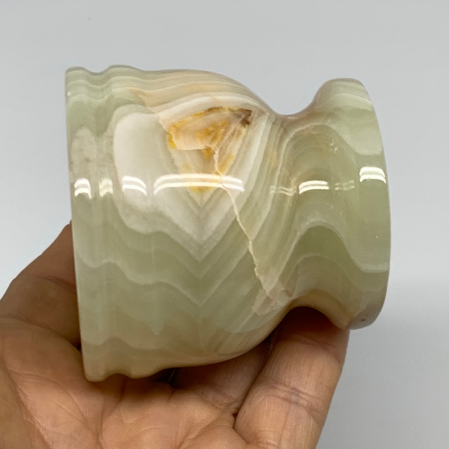 0.7 lbs,  2.2"x2.4", Natural Green Onyx Crystal Pestle and Mortar Handmade, B325