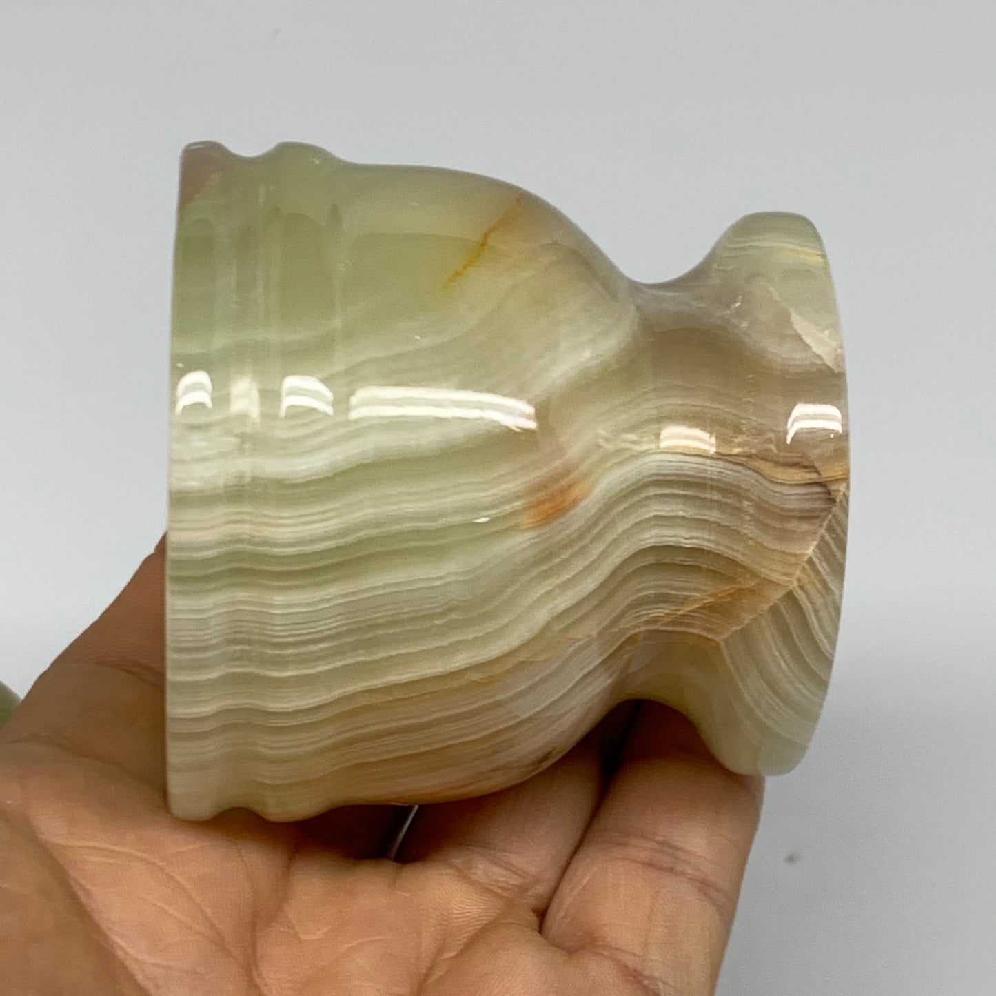 0.7 lbs,  2.2"x2.4", Natural Green Onyx Crystal Pestle and Mortar Handmade, B325