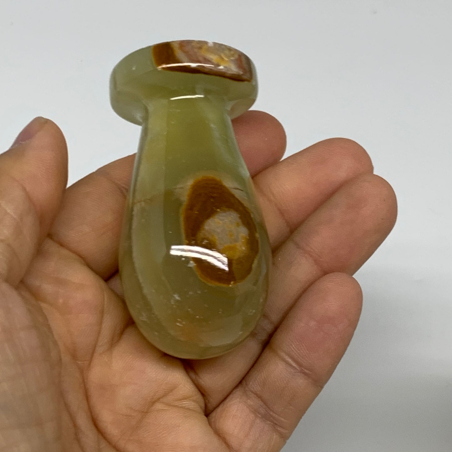 0.7 lbs,  2.2"x2.4", Natural Green Onyx Crystal Pestle and Mortar Handmade, B325