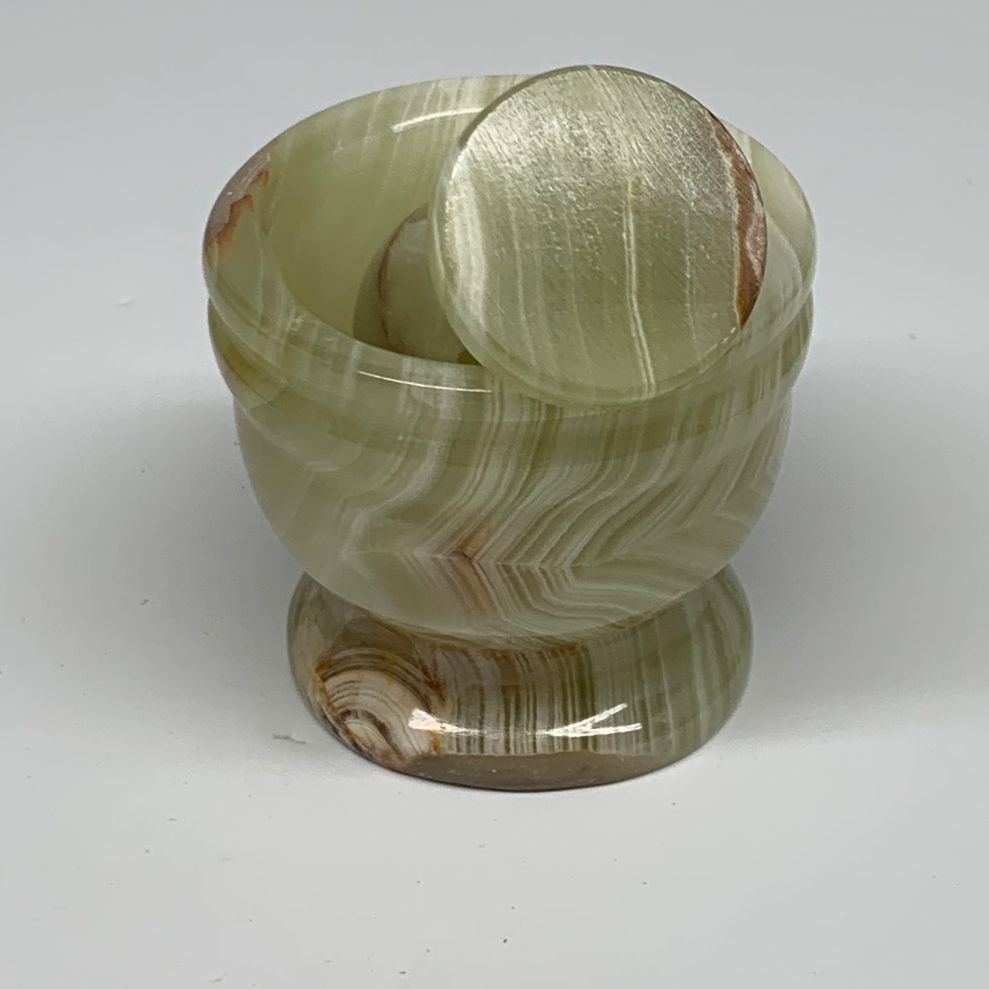 0.7 lbs,  2.2"x2.4", Natural Green Onyx Crystal Pestle and Mortar Handmade, B325