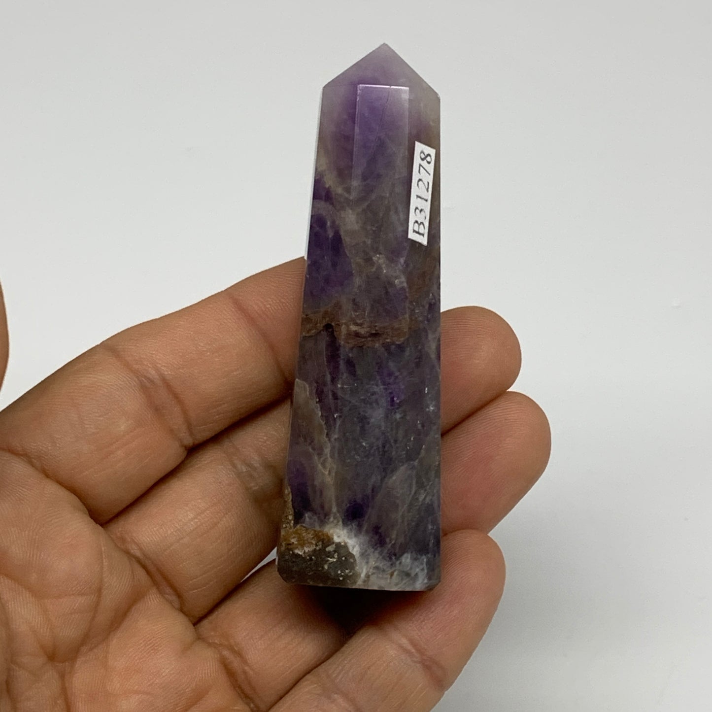 57.5g, 3"x0.8"x0.9", Natural Amethyst Tower Point Obelisk @Brazil, B31278