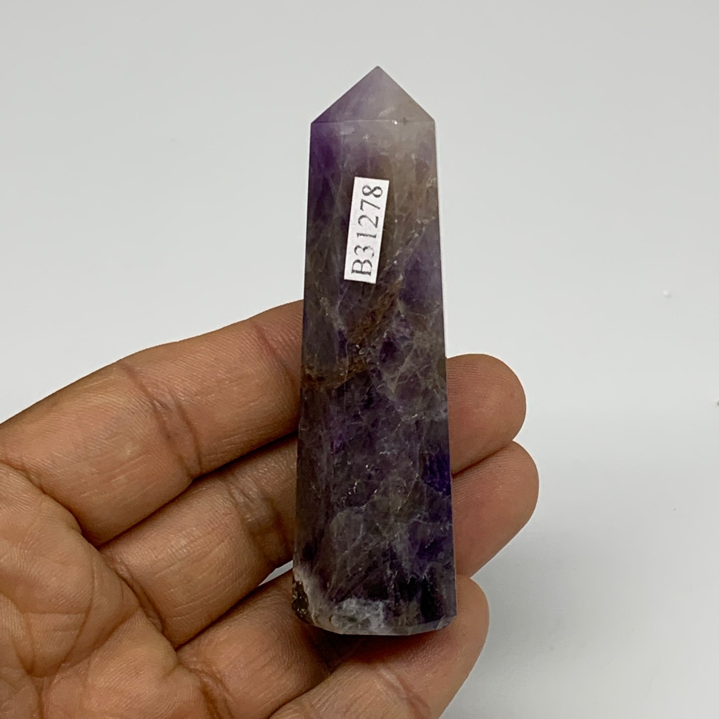 57.5g, 3"x0.8"x0.9", Natural Amethyst Tower Point Obelisk @Brazil, B31278