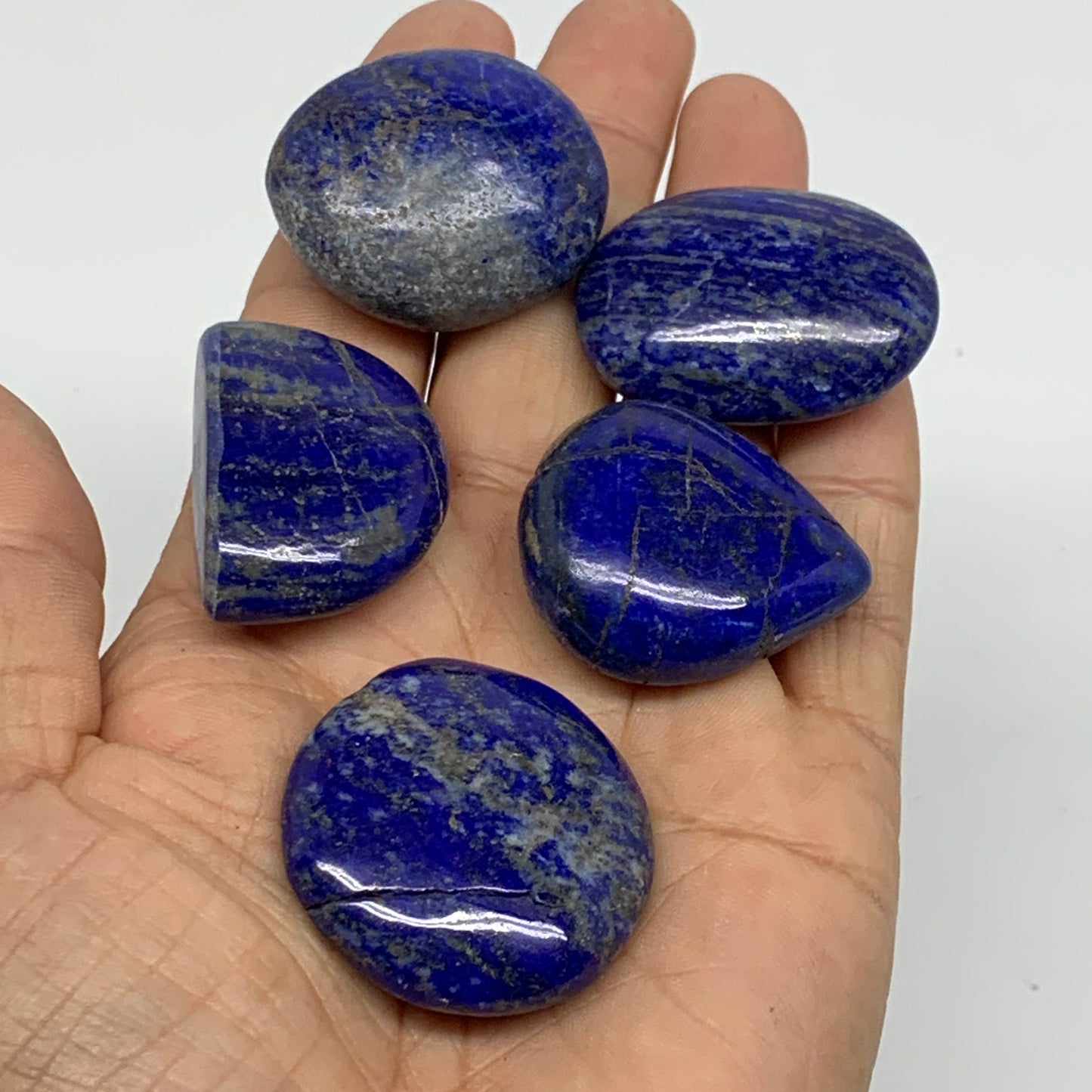 120g, 1"-1.5", 5pcs, Natural Lapis Lazuli Palm Stone @Afghanistan, B36766