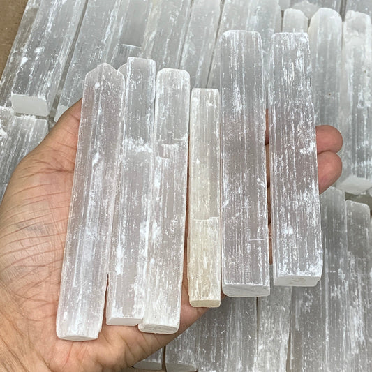 10 lbs, 3.9"-4.7", 70-80pcs, Rough Solid Selenite Crystal Blade Sticks,B12155