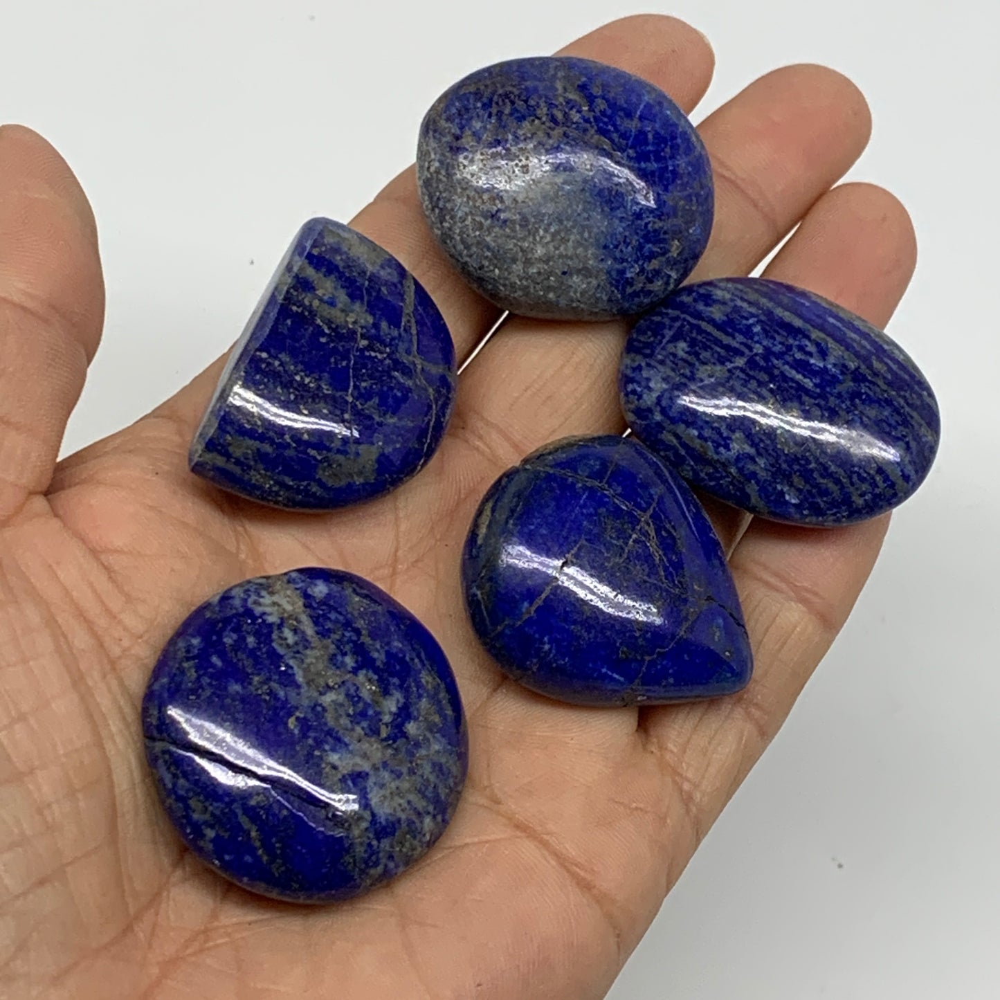 120g, 1"-1.5", 5pcs, Natural Lapis Lazuli Palm Stone @Afghanistan, B36766