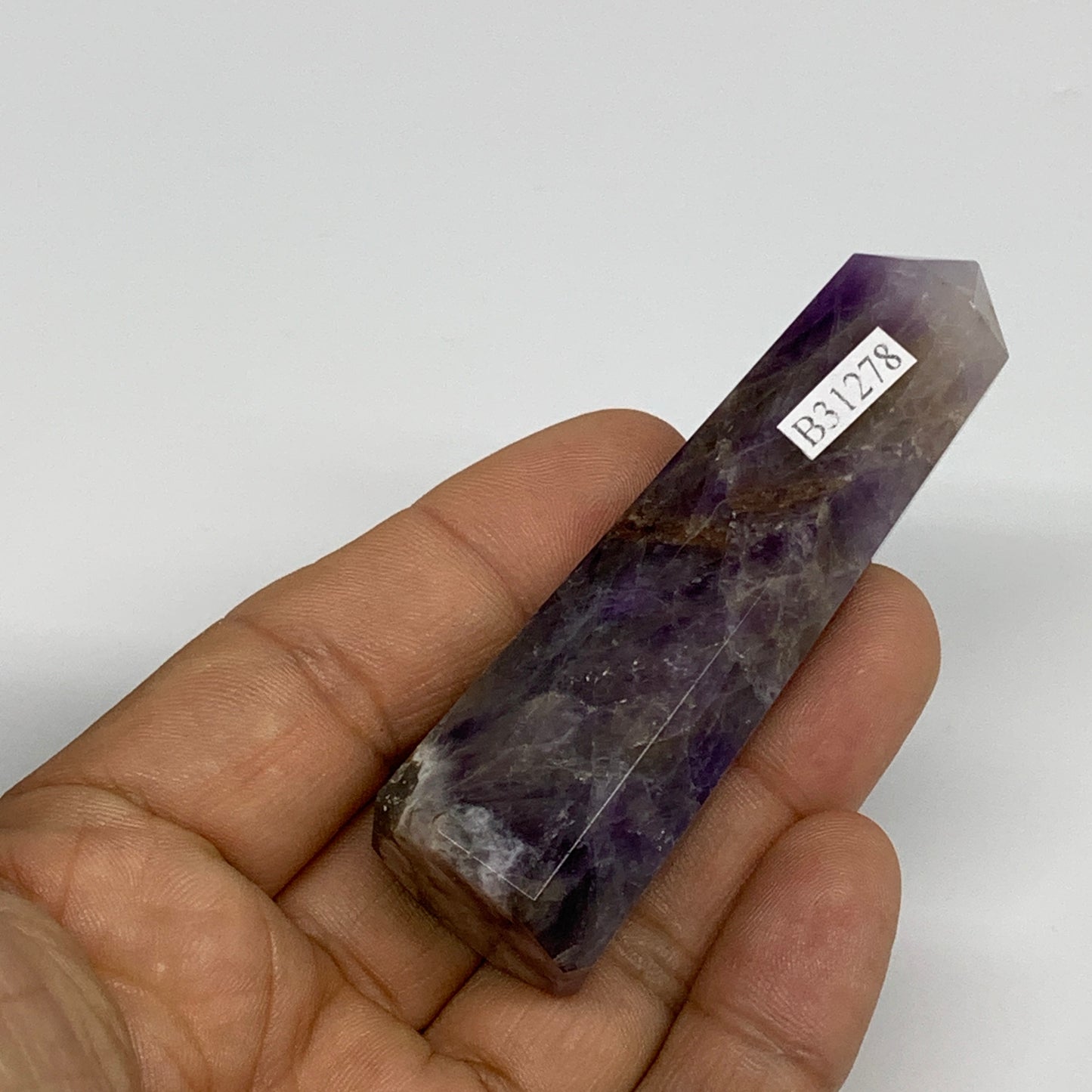 57.5g, 3"x0.8"x0.9", Natural Amethyst Tower Point Obelisk @Brazil, B31278