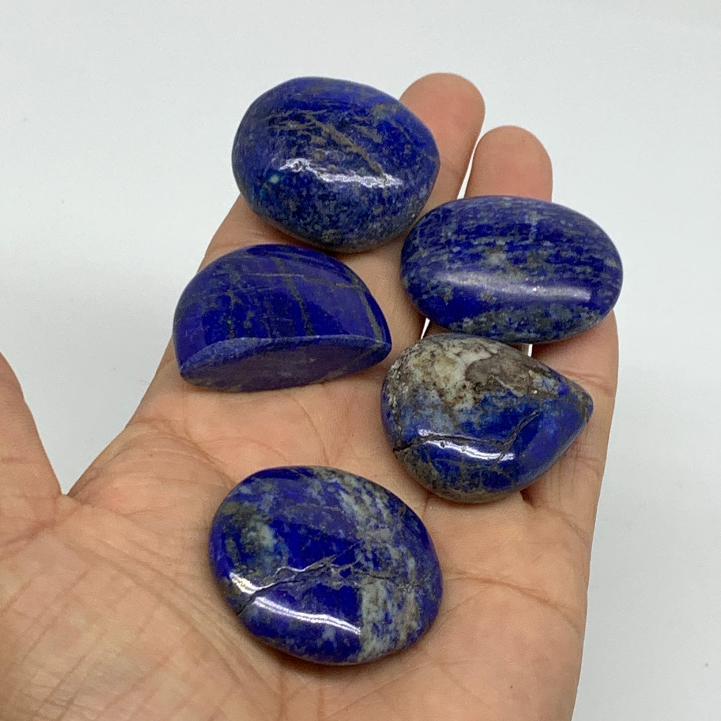 120g, 1"-1.5", 5pcs, Natural Lapis Lazuli Palm Stone @Afghanistan, B36766