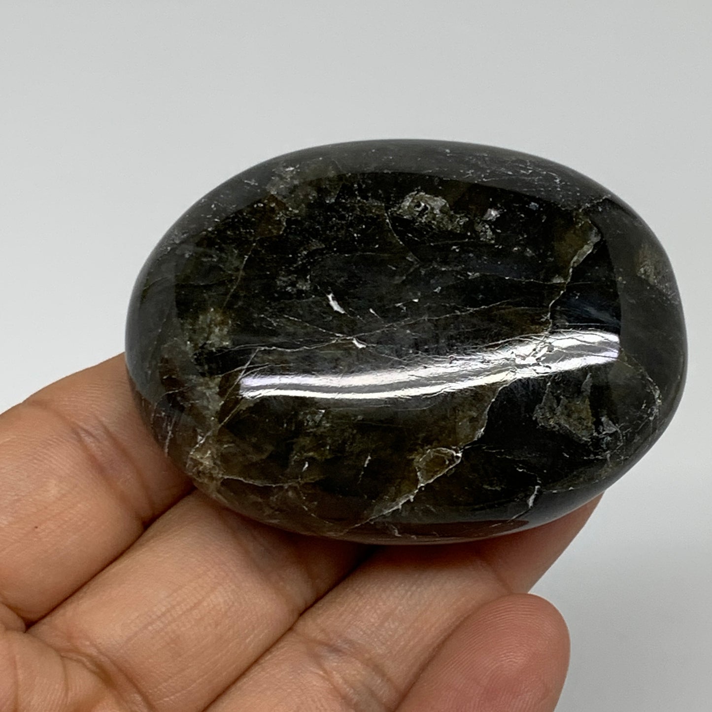 103.3g, 2.3"x1.7"x1", Labradorite Palm-stone Tumbled Reiki, B35399)