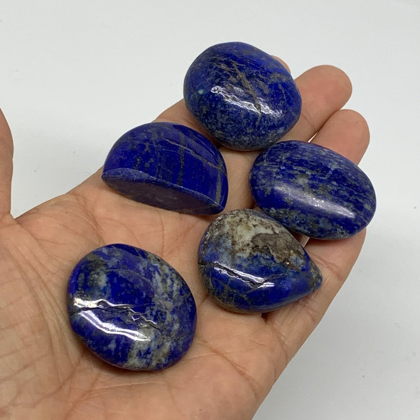 120g, 1"-1.5", 5pcs, Natural Lapis Lazuli Palm Stone @Afghanistan, B36766