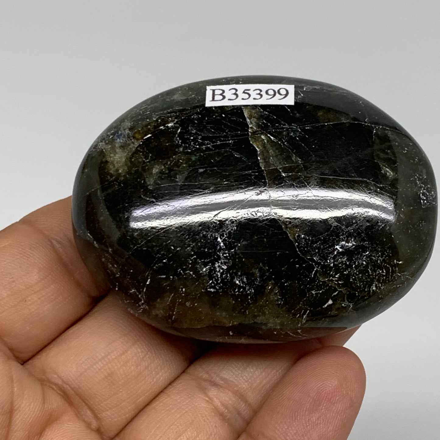 103.3g, 2.3"x1.7"x1", Labradorite Palm-stone Tumbled Reiki, B35399)