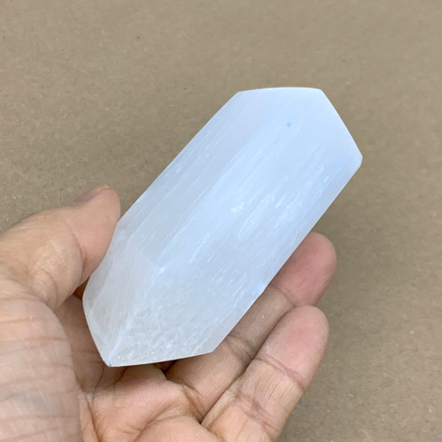183g, 3.7"x1.6", Selenite (Satin Spar) Crystal Tower Point Powerful, B36006