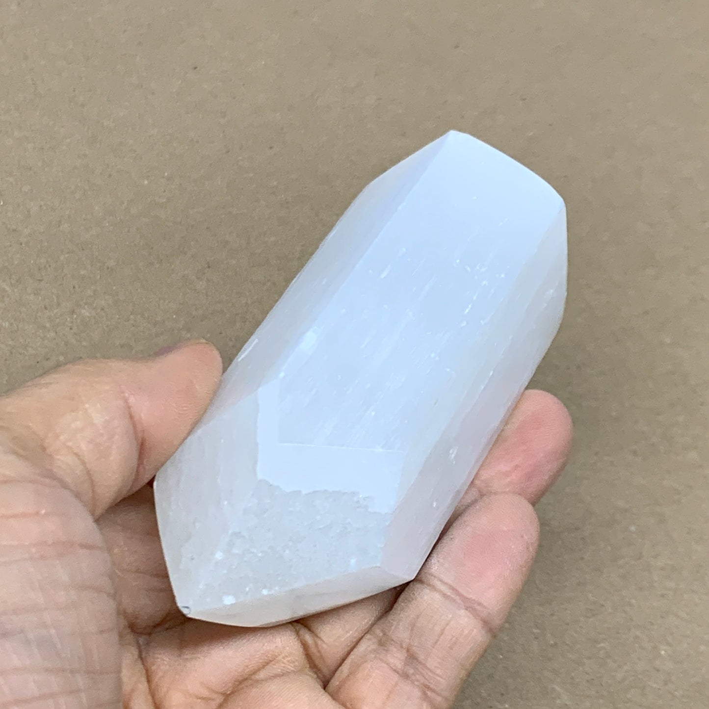 183g, 3.7"x1.6", Selenite (Satin Spar) Crystal Tower Point Powerful, B36006