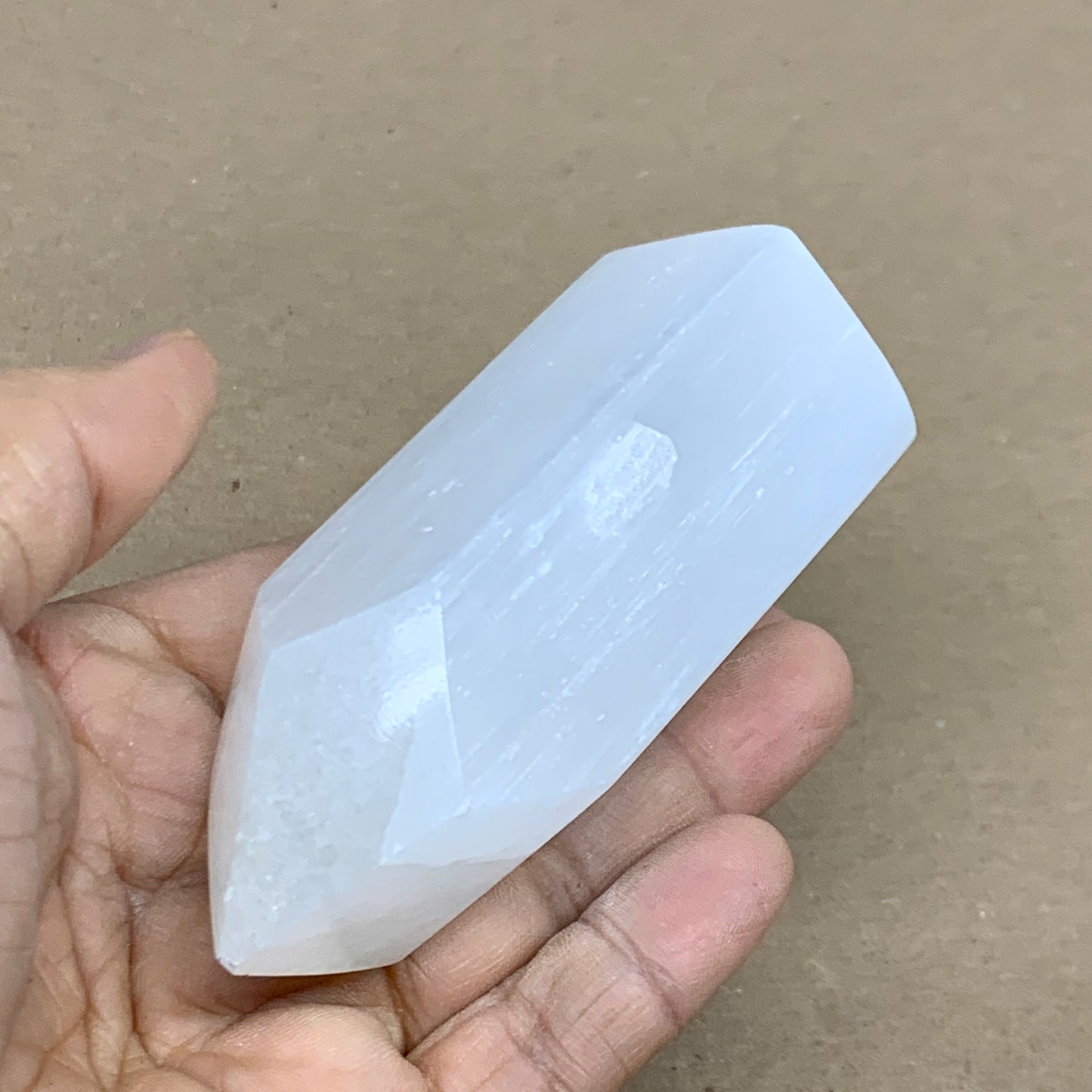 183g, 3.7"x1.6", Selenite (Satin Spar) Crystal Tower Point Powerful, B36006