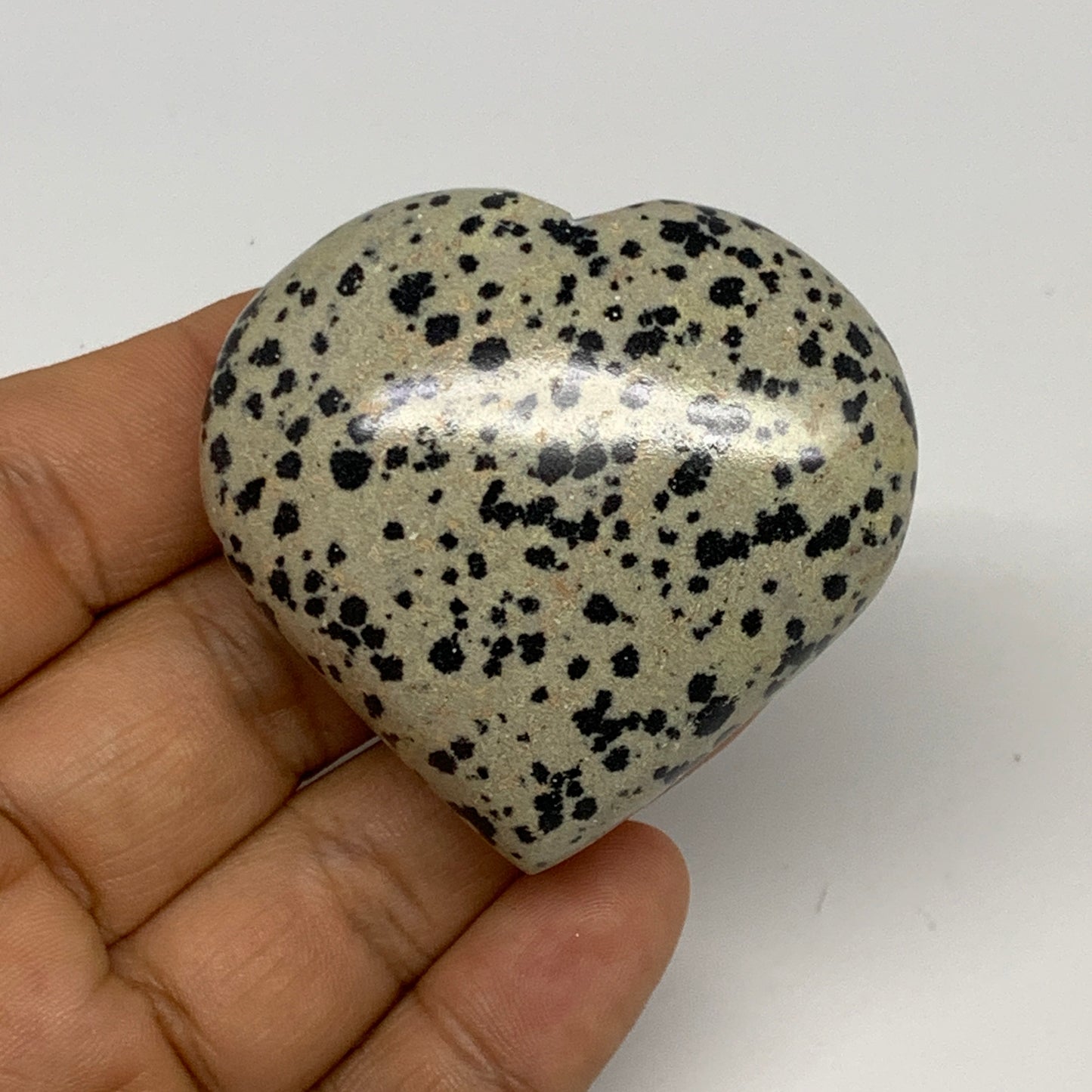 74.2g,2"x2.1"x0.9" Dalmatian Jasper Heart Polished Healing Home Decor, B29710