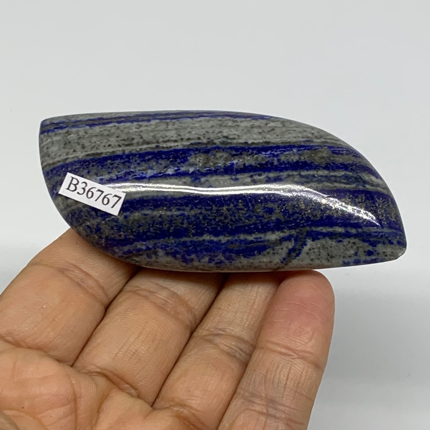 96.6g, 3"x1.5"x0.8", Natural Lapis Lazuli Palm Stone @Afghanistan, B36767