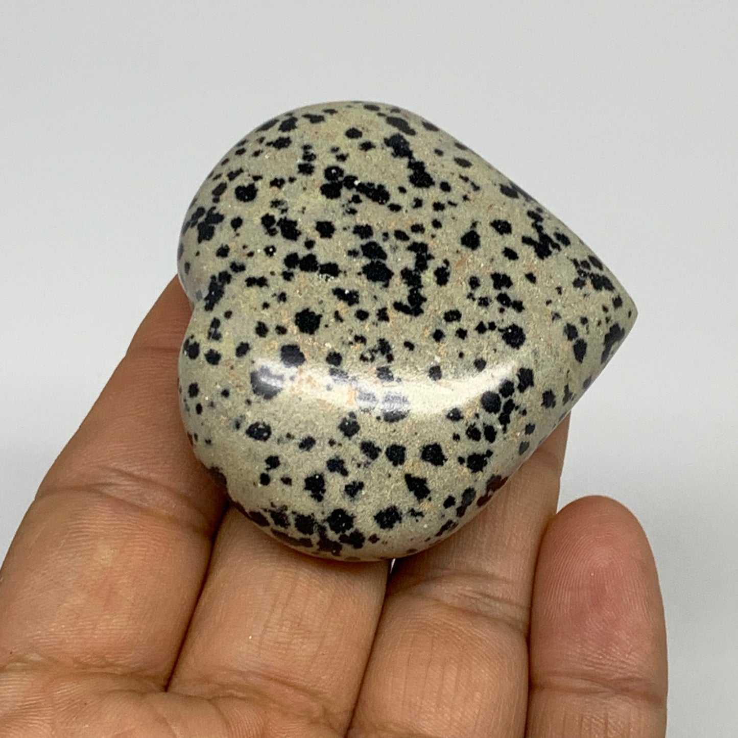74.2g,2"x2.1"x0.9" Dalmatian Jasper Heart Polished Healing Home Decor, B29710