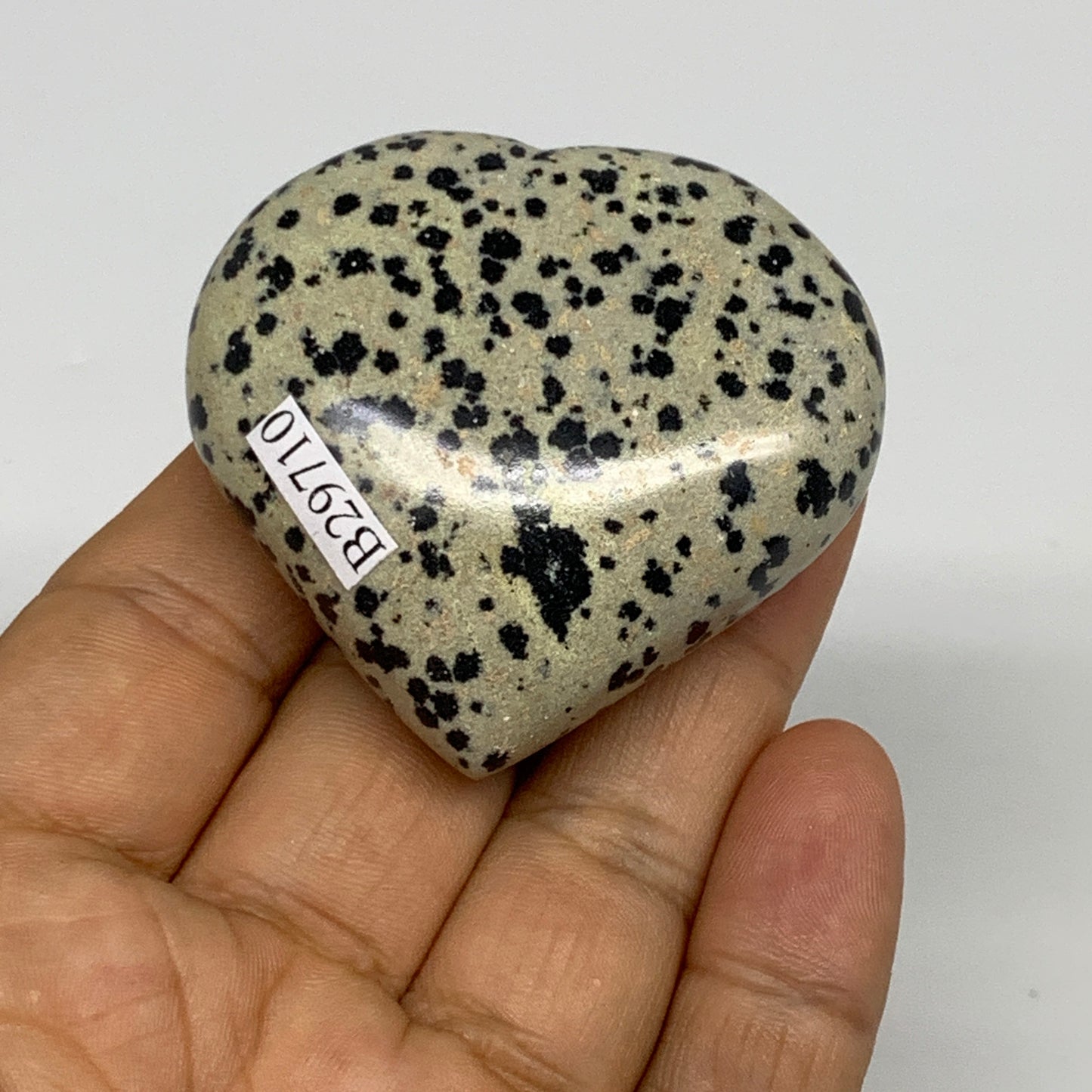 74.2g,2"x2.1"x0.9" Dalmatian Jasper Heart Polished Healing Home Decor, B29710