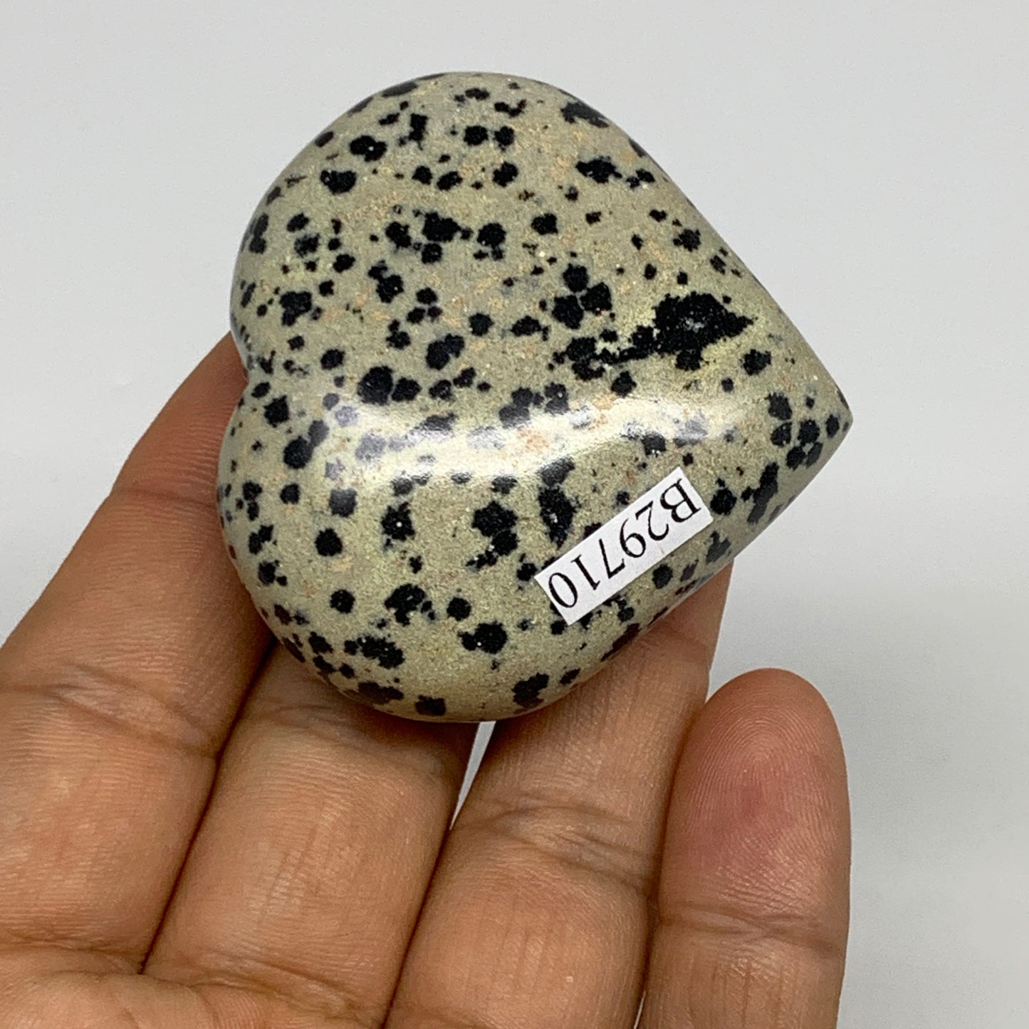 74.2g,2"x2.1"x0.9" Dalmatian Jasper Heart Polished Healing Home Decor, B29710