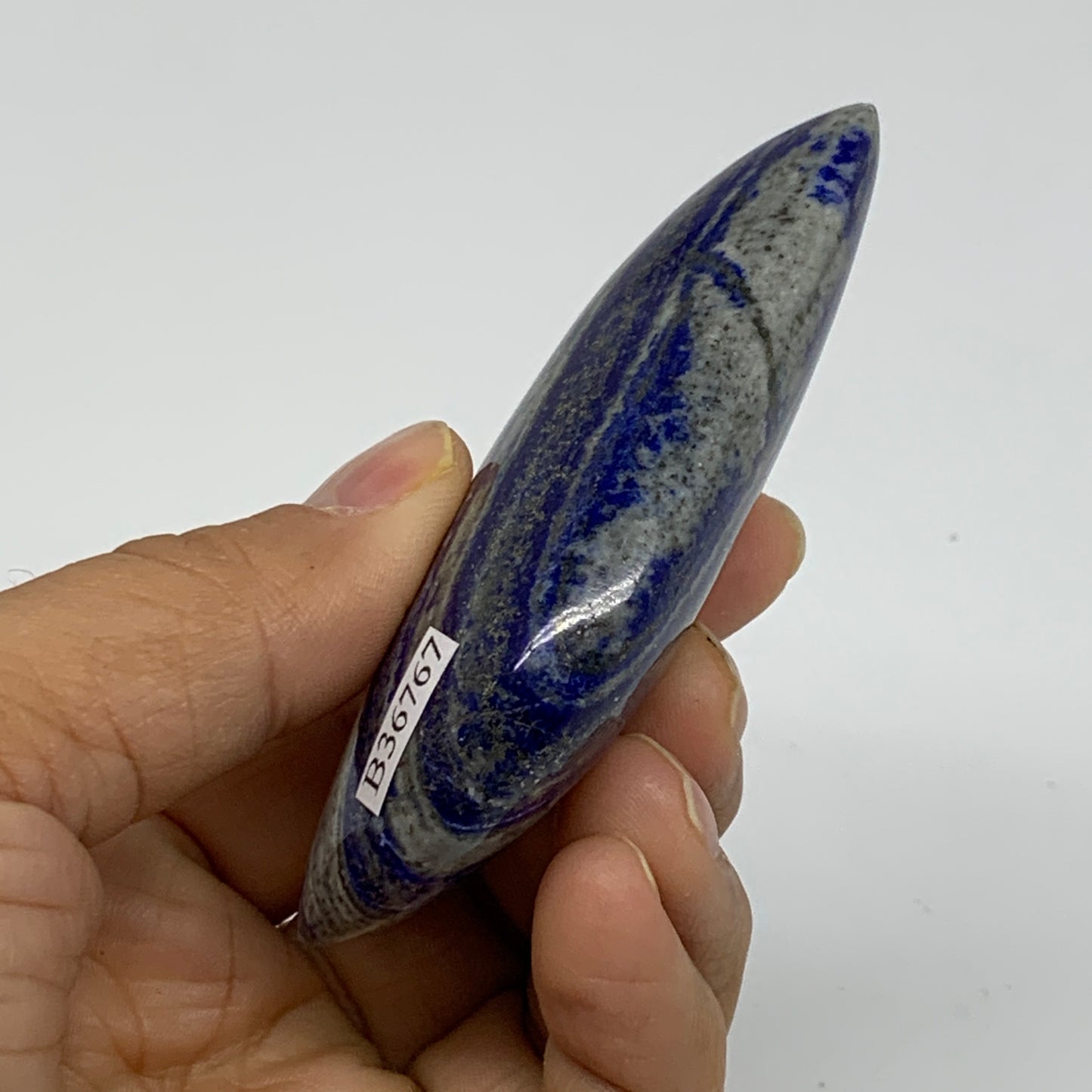 96.6g, 3"x1.5"x0.8", Natural Lapis Lazuli Palm Stone @Afghanistan, B36767