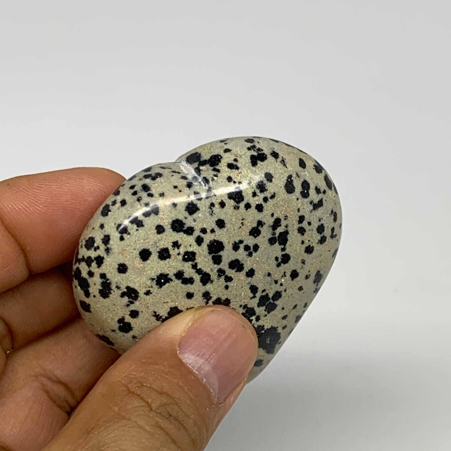 74.2g,2"x2.1"x0.9" Dalmatian Jasper Heart Polished Healing Home Decor, B29710