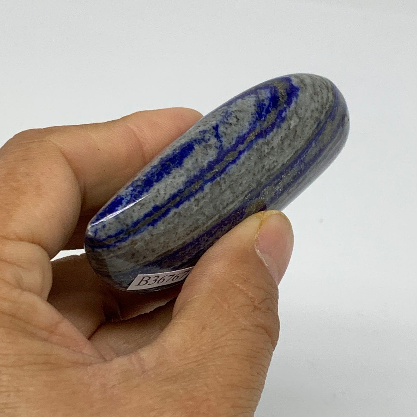 96.6g, 3"x1.5"x0.8", Natural Lapis Lazuli Palm Stone @Afghanistan, B36767