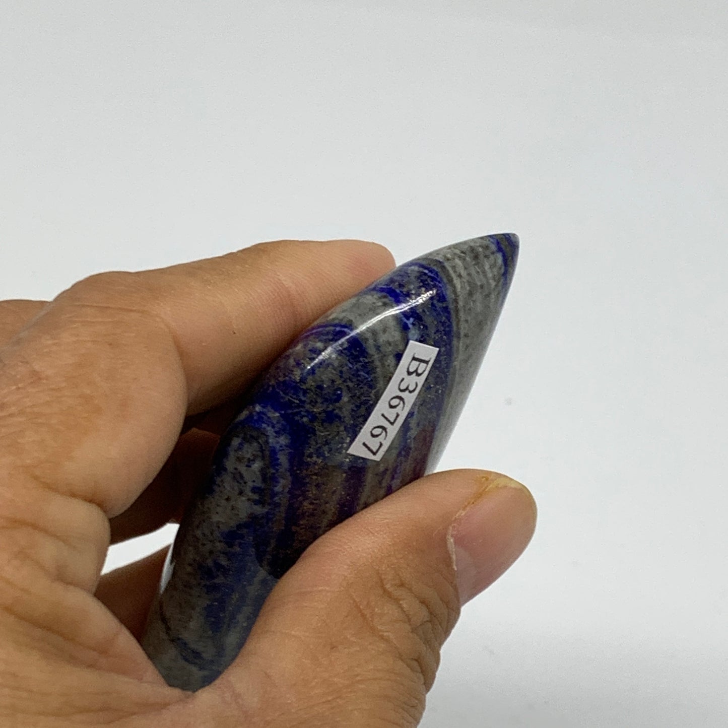 96.6g, 3"x1.5"x0.8", Natural Lapis Lazuli Palm Stone @Afghanistan, B36767