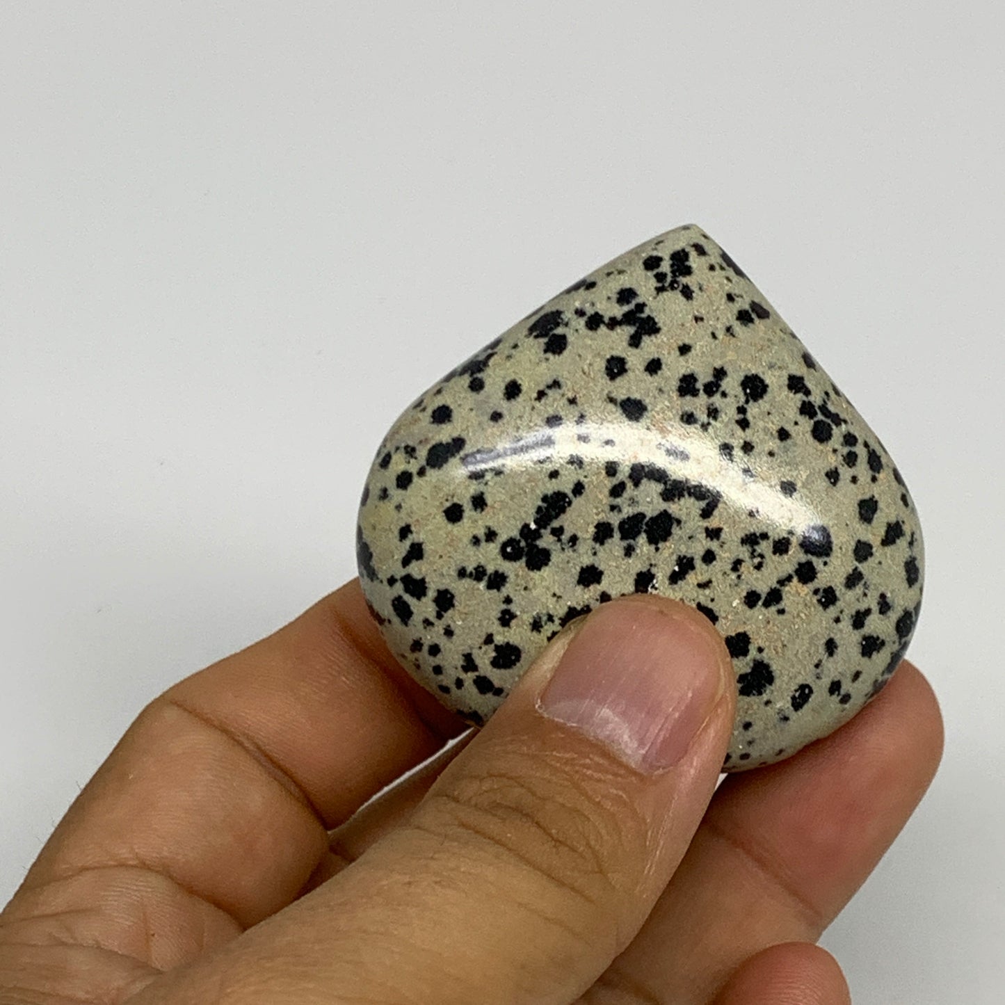 74.2g,2"x2.1"x0.9" Dalmatian Jasper Heart Polished Healing Home Decor, B29710