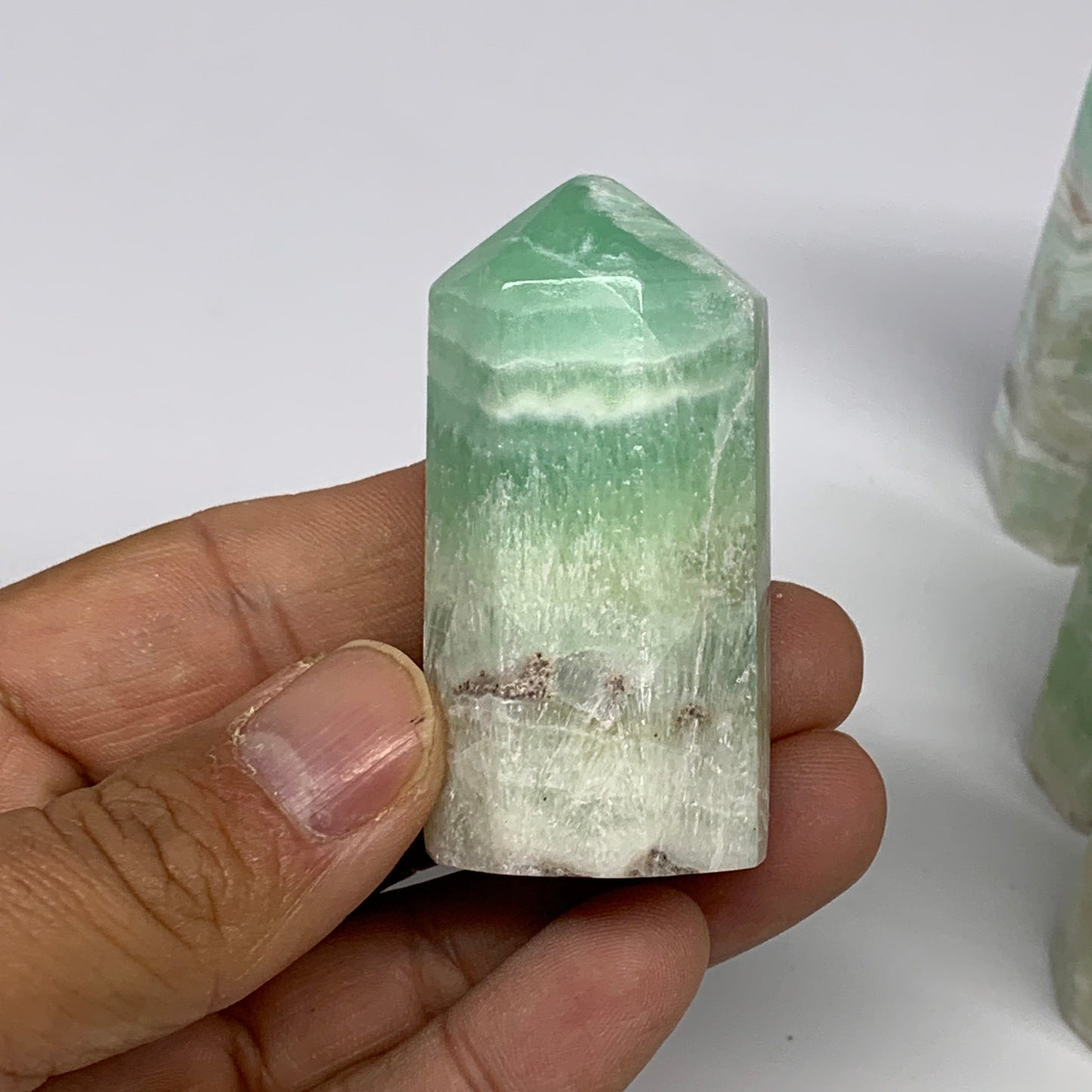 2.27 lbs, 1.9" - 3.1", 15 pcs, Caribbean Calcite Towers/Obelisks, B26379