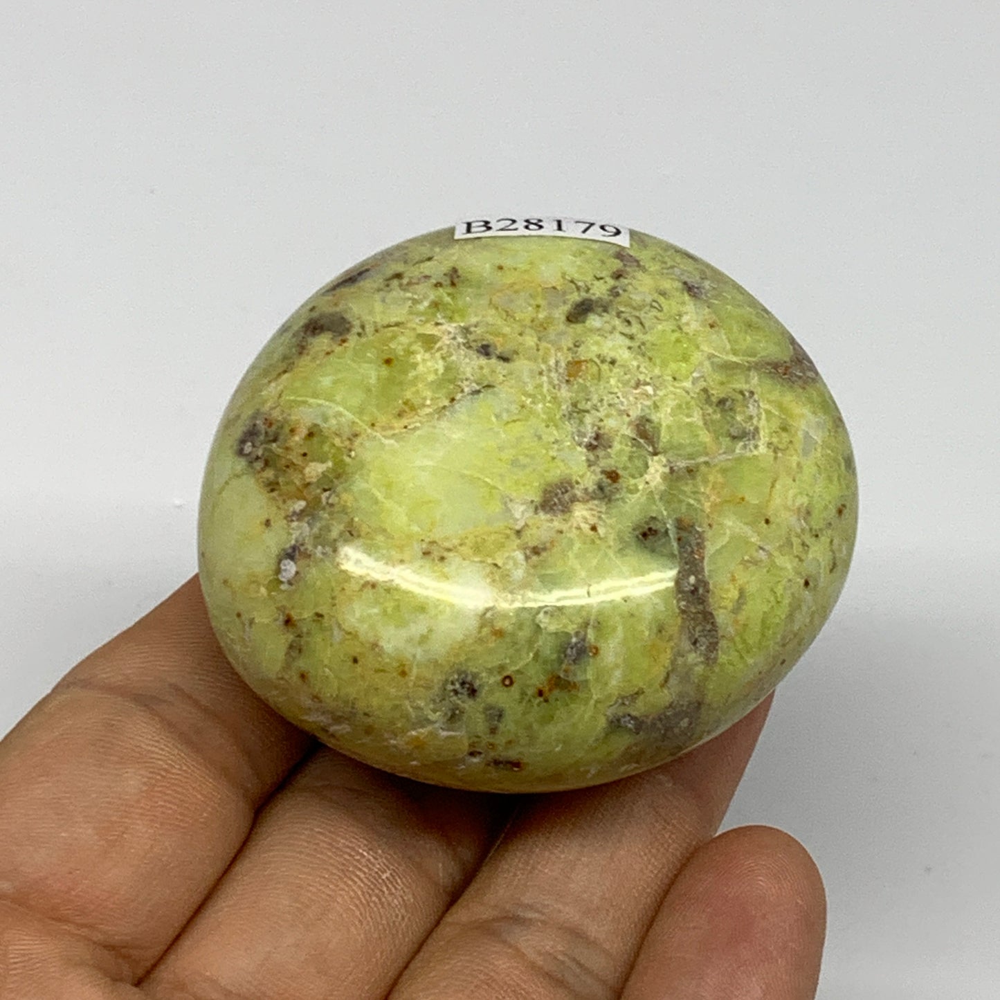 101.3g, 2.1"x2"x1.3", Green Opal Crystal PalmStone Polished Reiki, B28179