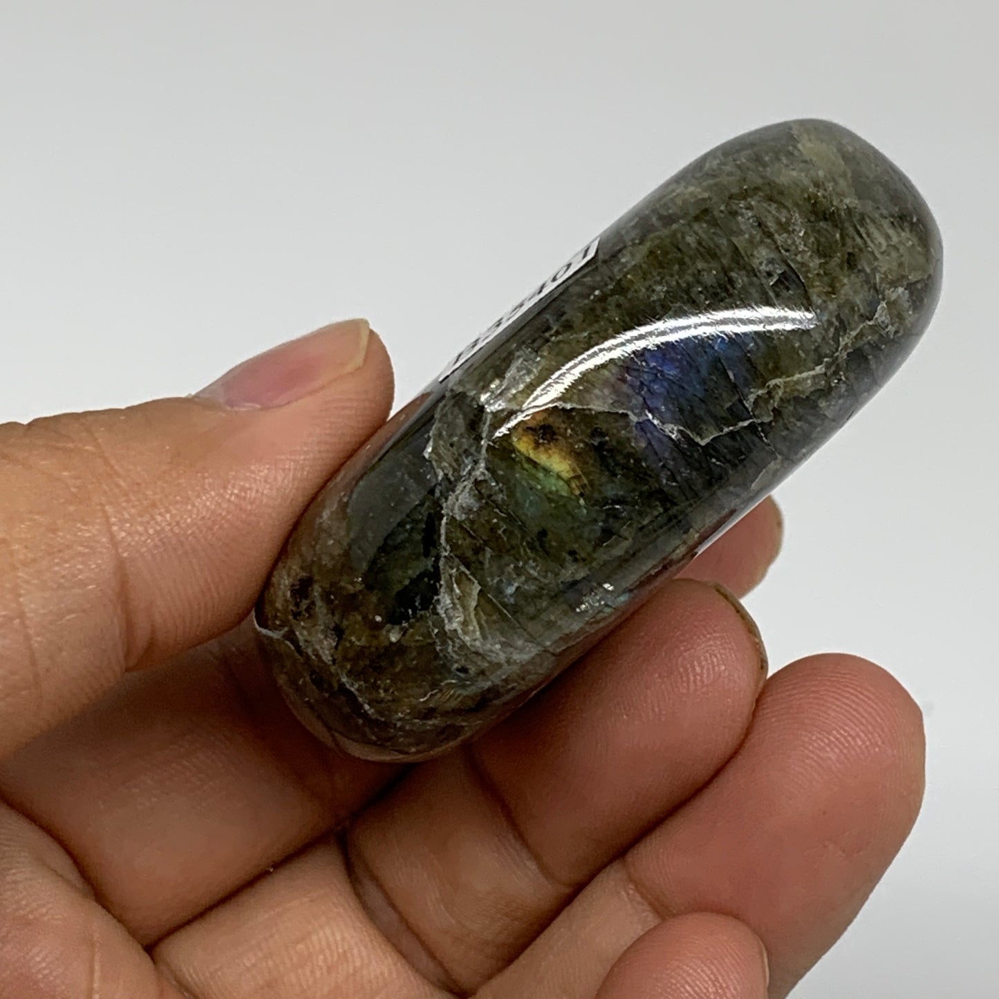 84.4g, 2.2"x1.6"x0.8", Labradorite Palm-stone Tumbled Reiki, B35401