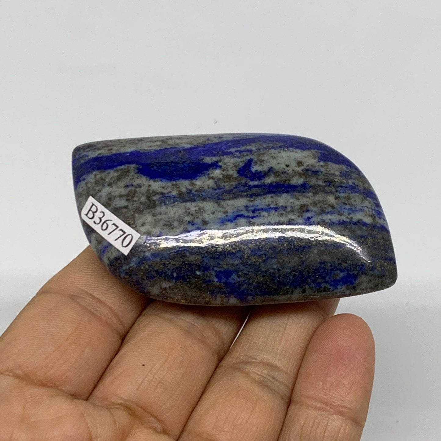 77.4g, 2.4"x1.5"x0.7", Natural Lapis Lazuli Palm Stone @Afghanistan, B36770