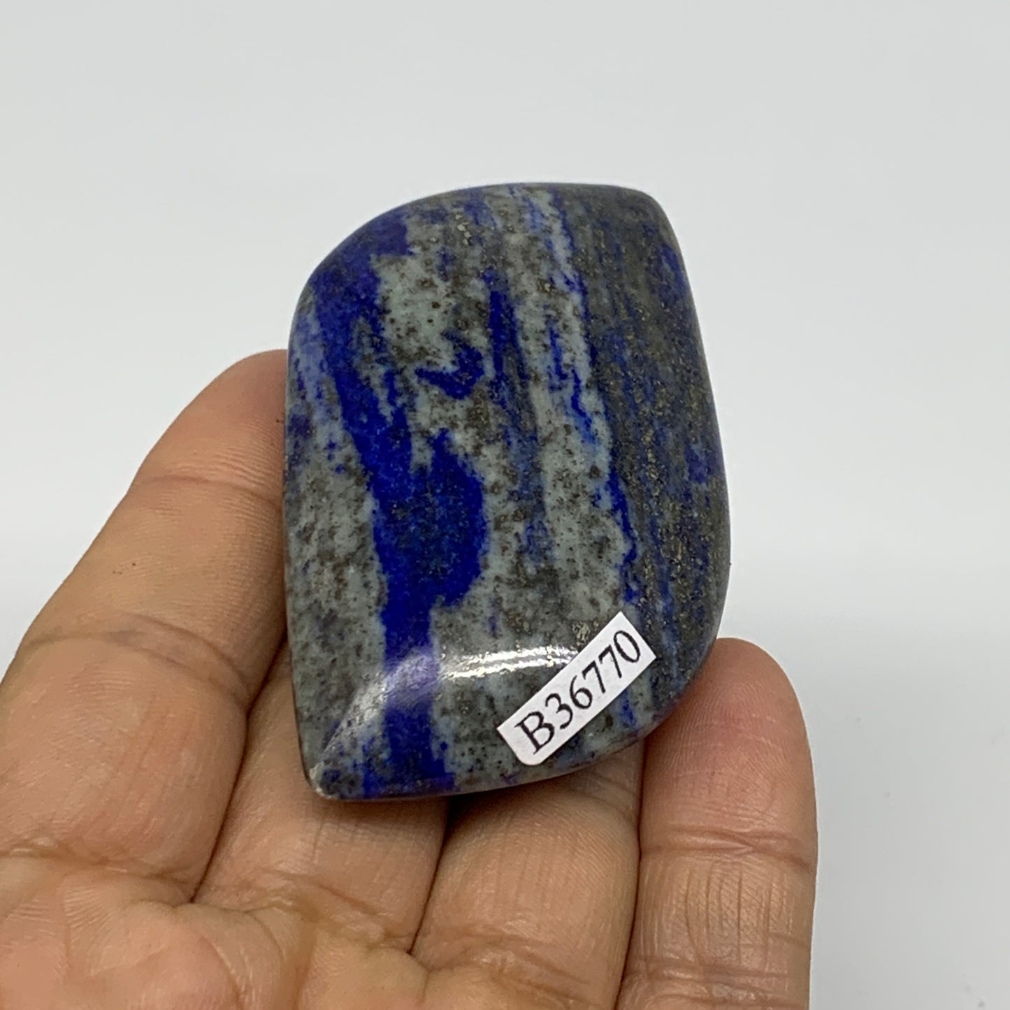 77.4g, 2.4"x1.5"x0.7", Natural Lapis Lazuli Palm Stone @Afghanistan, B36770