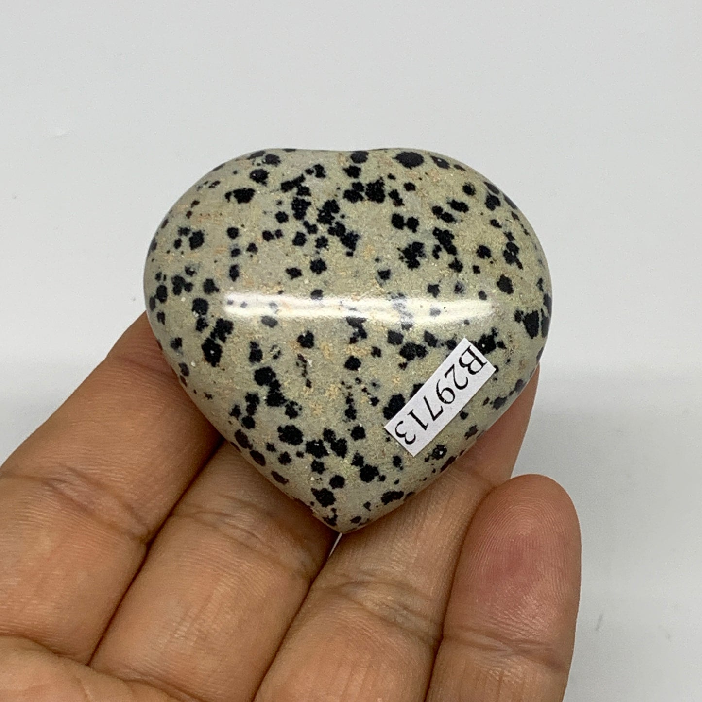 59.9g,1.8"x1.9"x0.8" Dalmatian Jasper Heart Polished Healing Home Decor, B29713